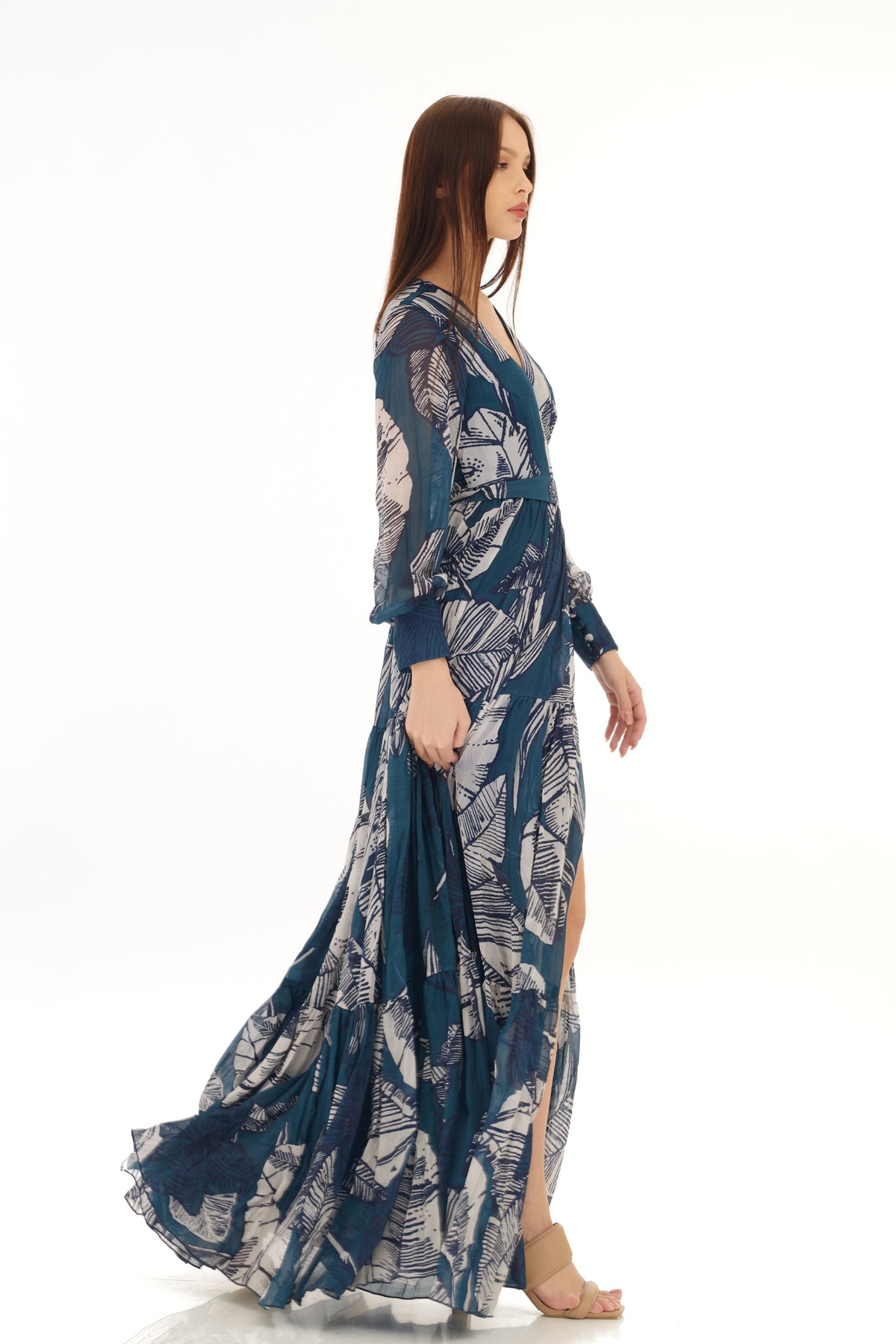 Blue and White Wrap Dress