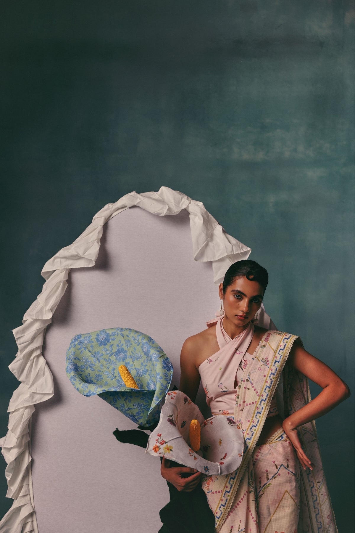 Hibiscus Colourblock Saree