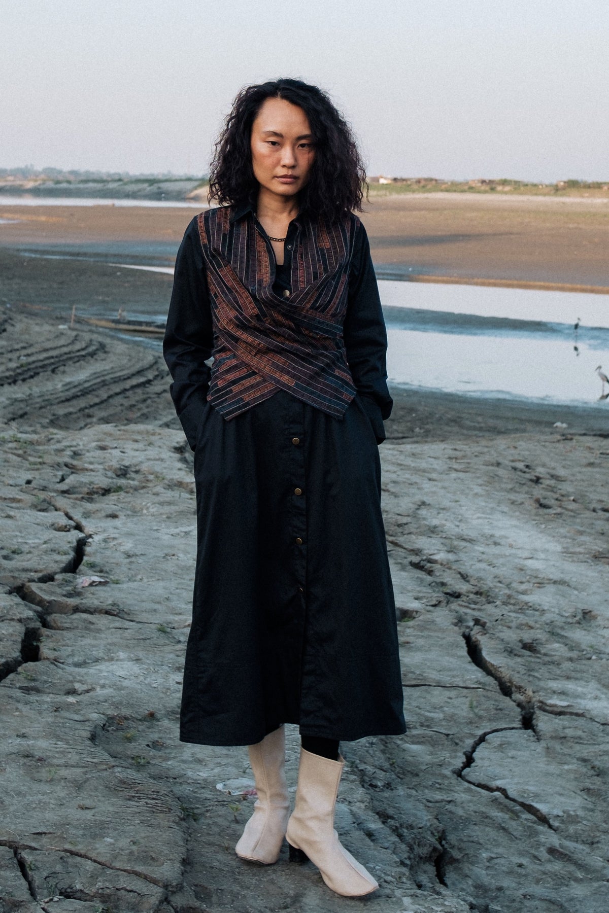 Seattle Black Copper Wrap Dress