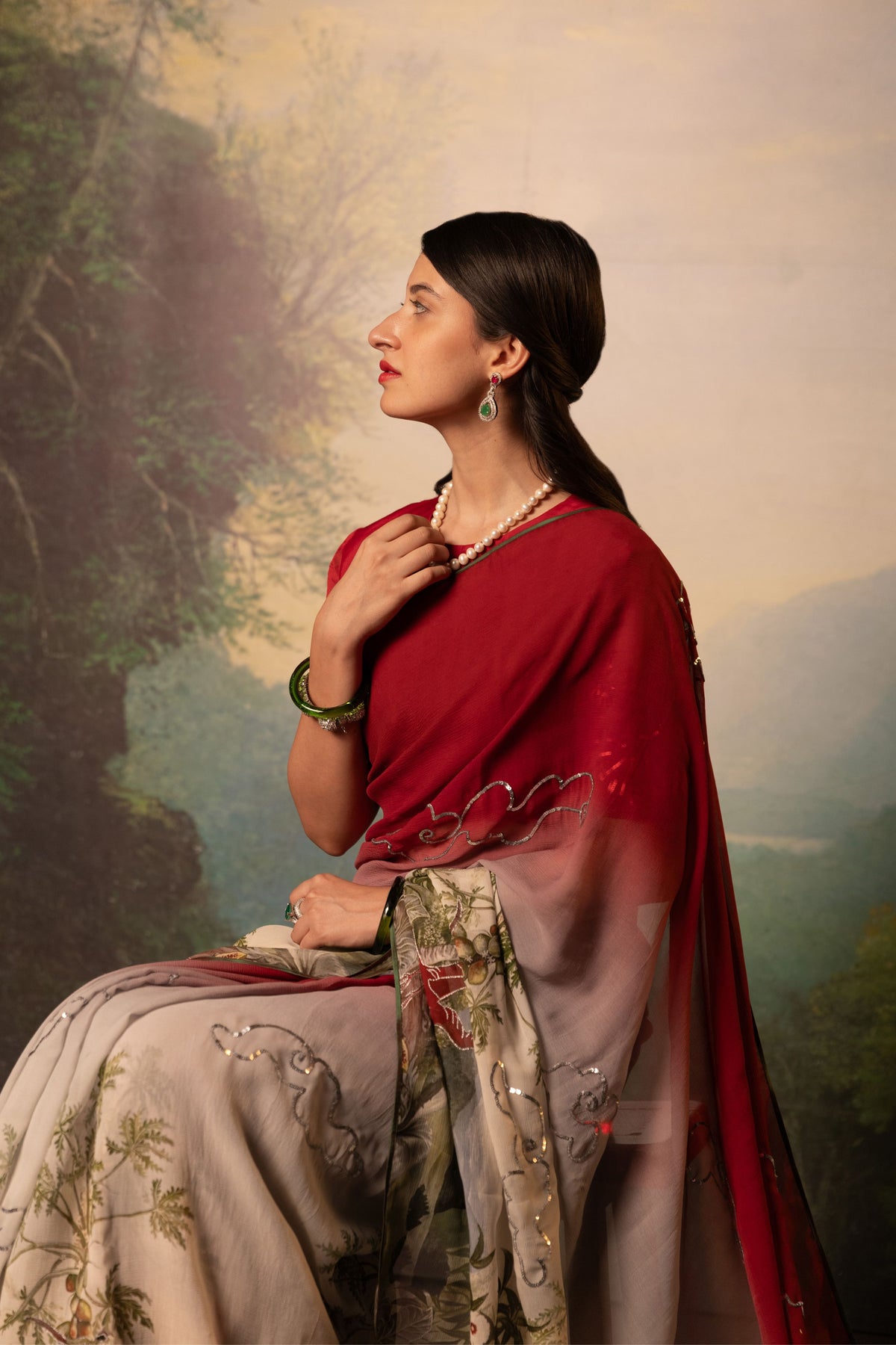 Amelie Printed French Chiffon Saree