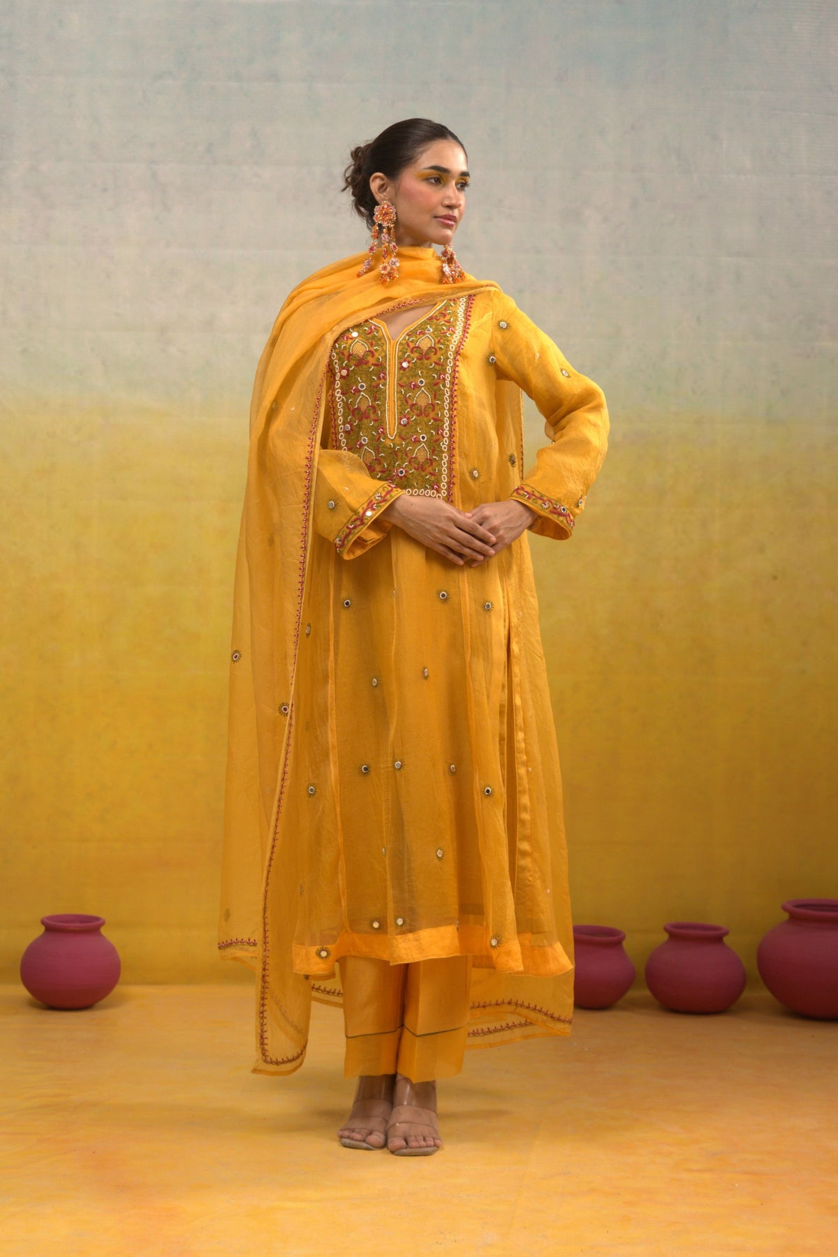 Mango Yellow Kalidar Set