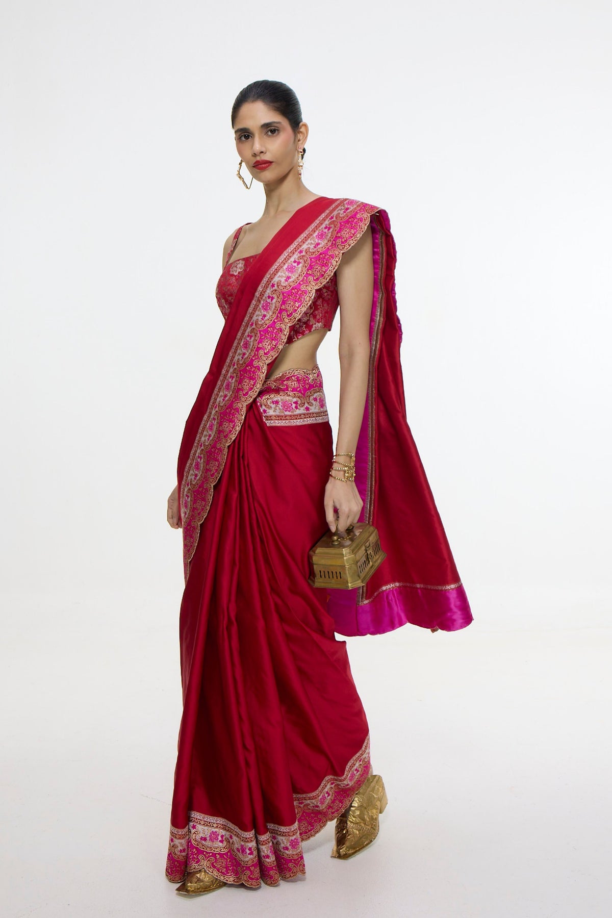 Rose Red Silk Saree