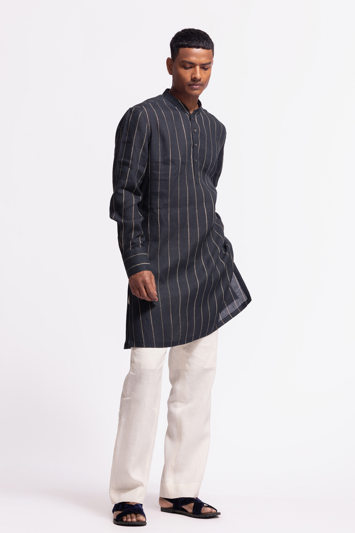 Striped Short Kurta With Pockets