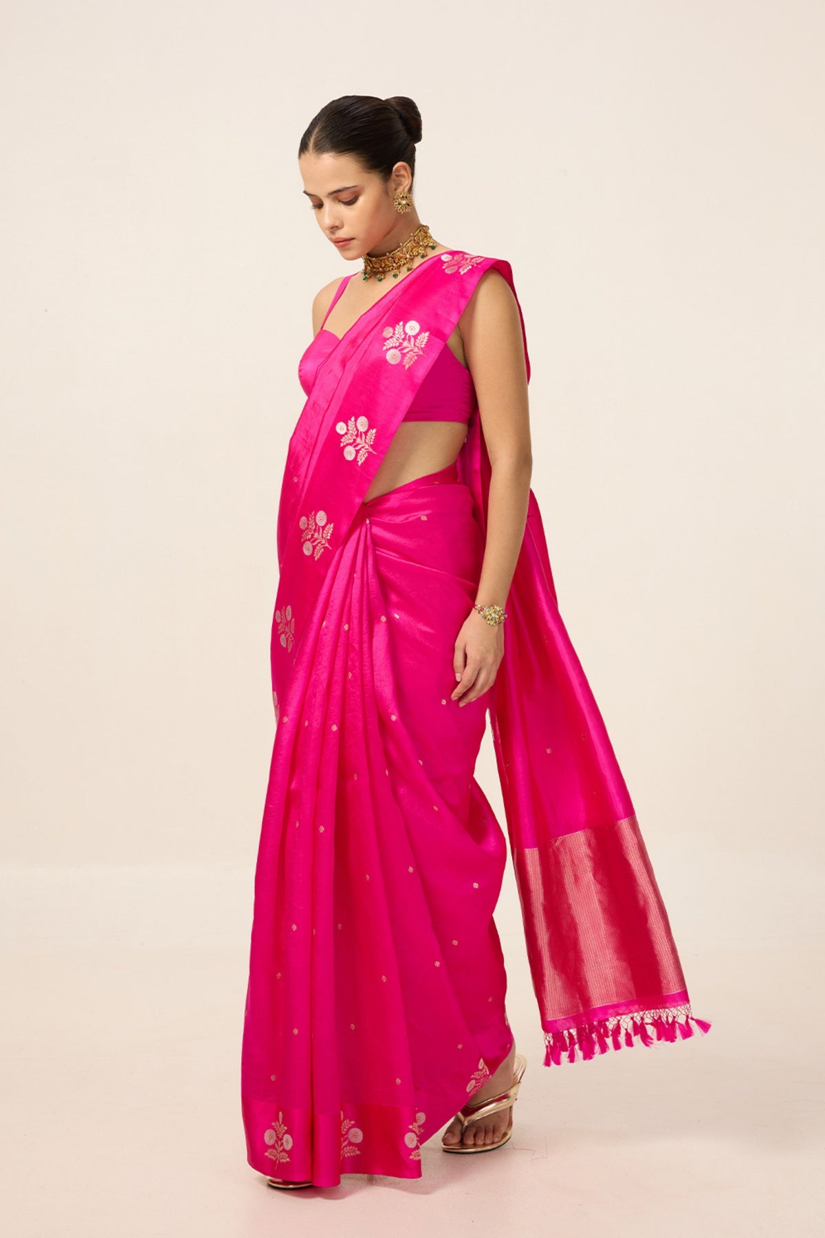 Hot Pink Silk Saree