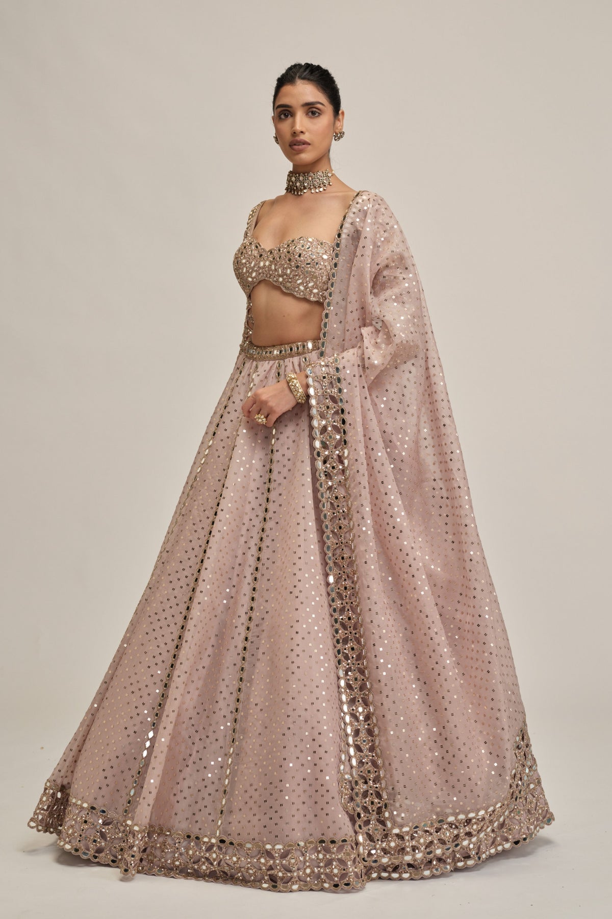 Ash Pink Lehenga Set