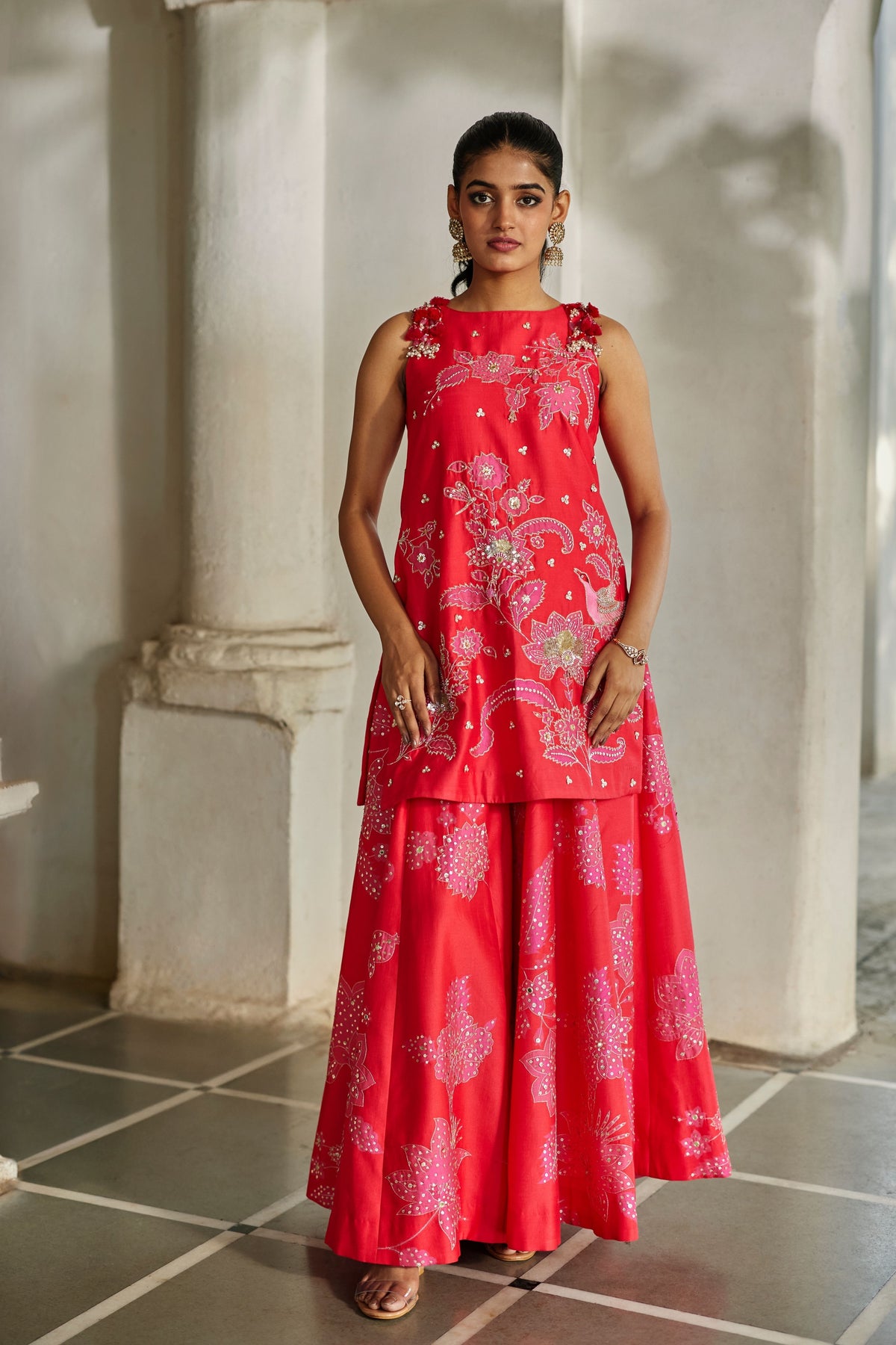 Halo Sharara Set Set - Red