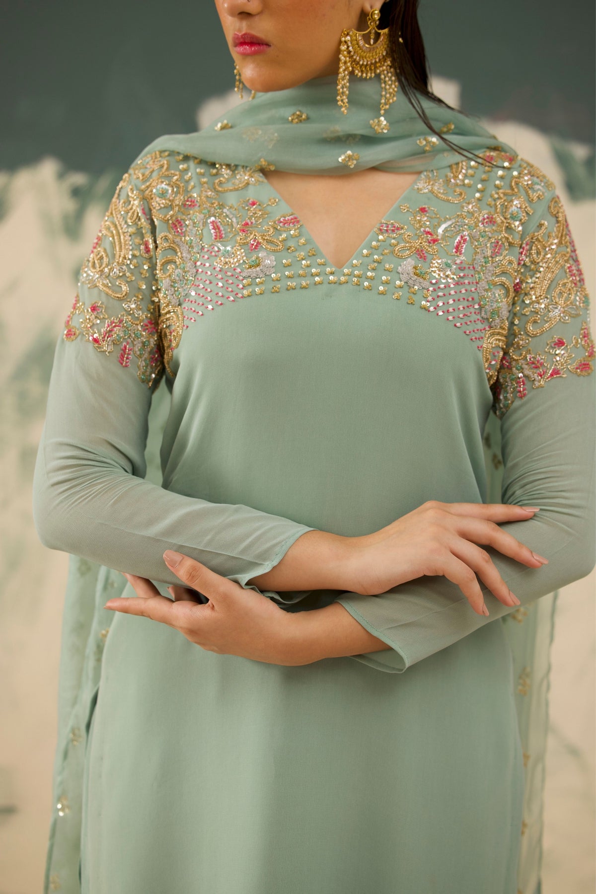 Sea Green Pastel Kurta Set