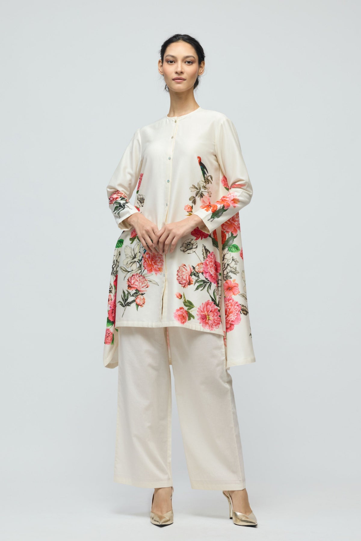 Printed Chanderi Tunic Set