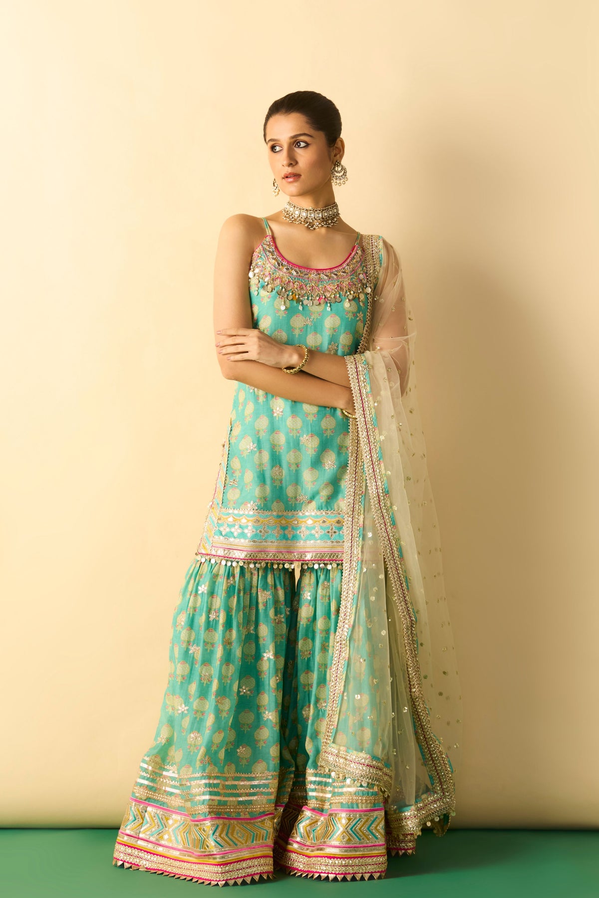 Ravina Aqua Sharara Set