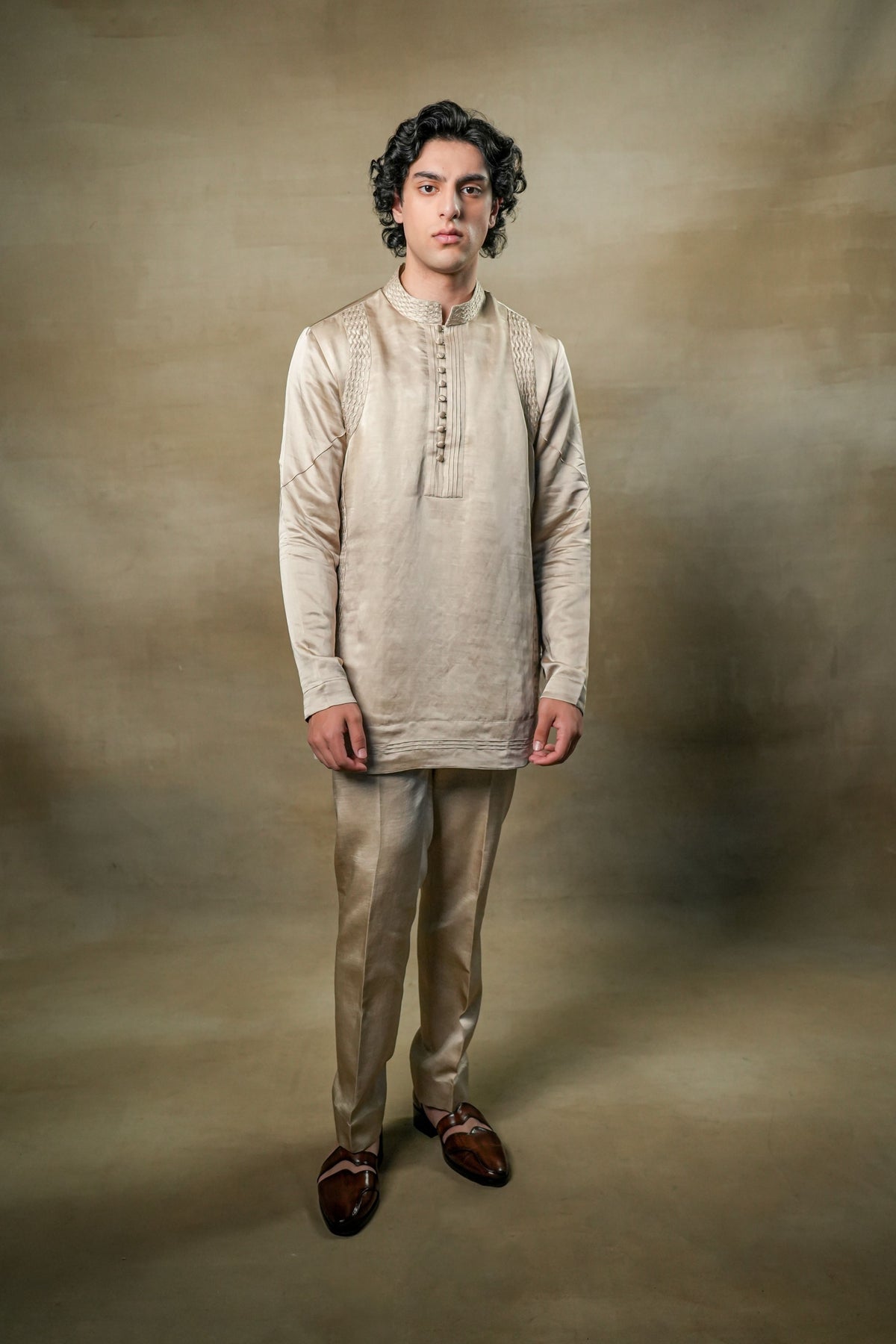 Sand Grey Short Kurta Set