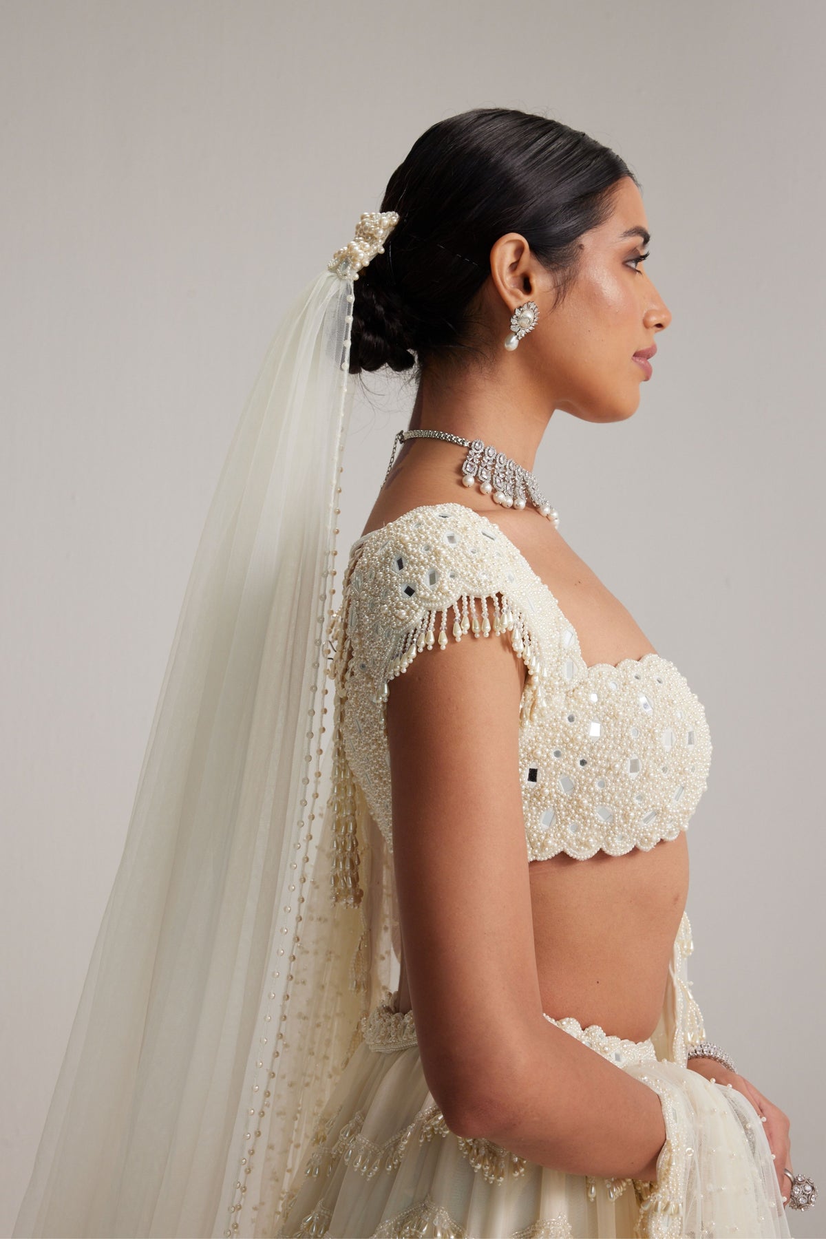 Mirror and Pearl Drop Lehenga Set