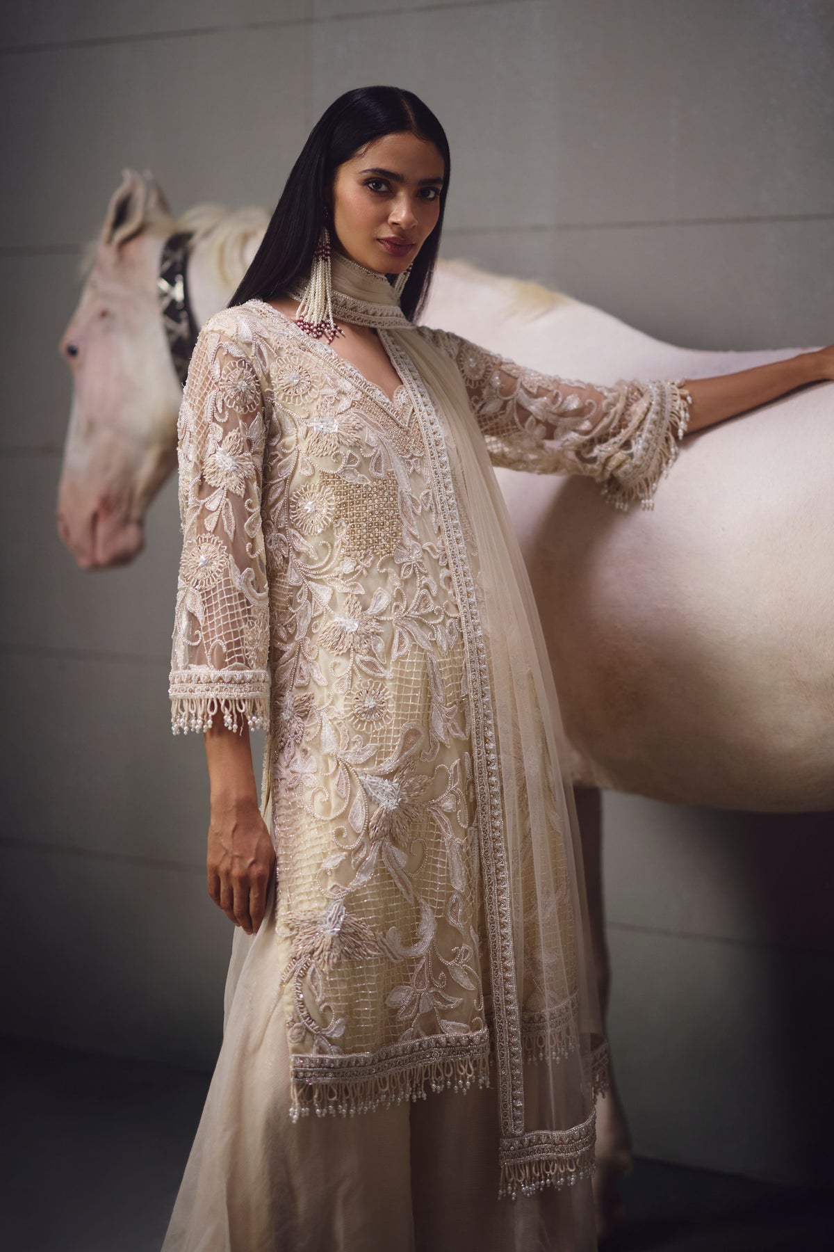 Ivory Embellished Suit Set
