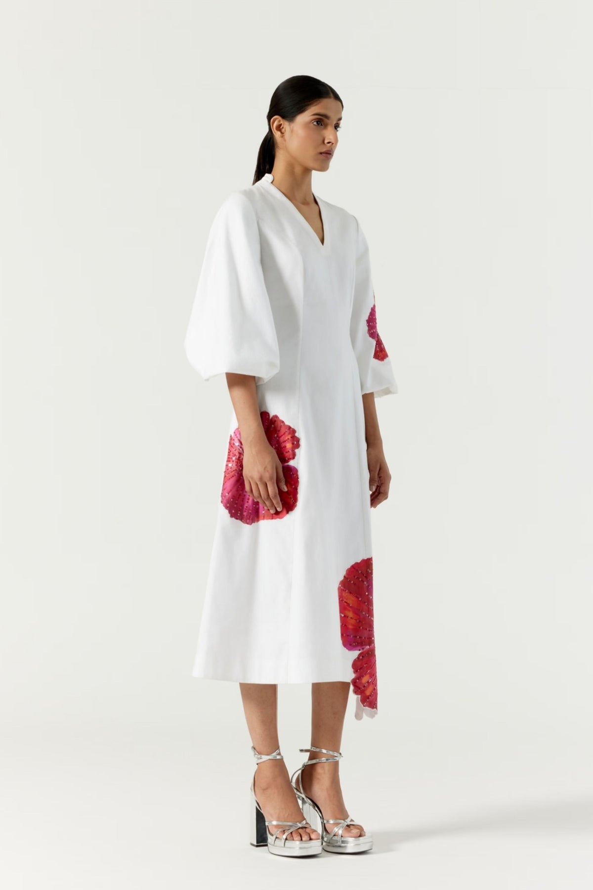 Pansy V Neck White Dress