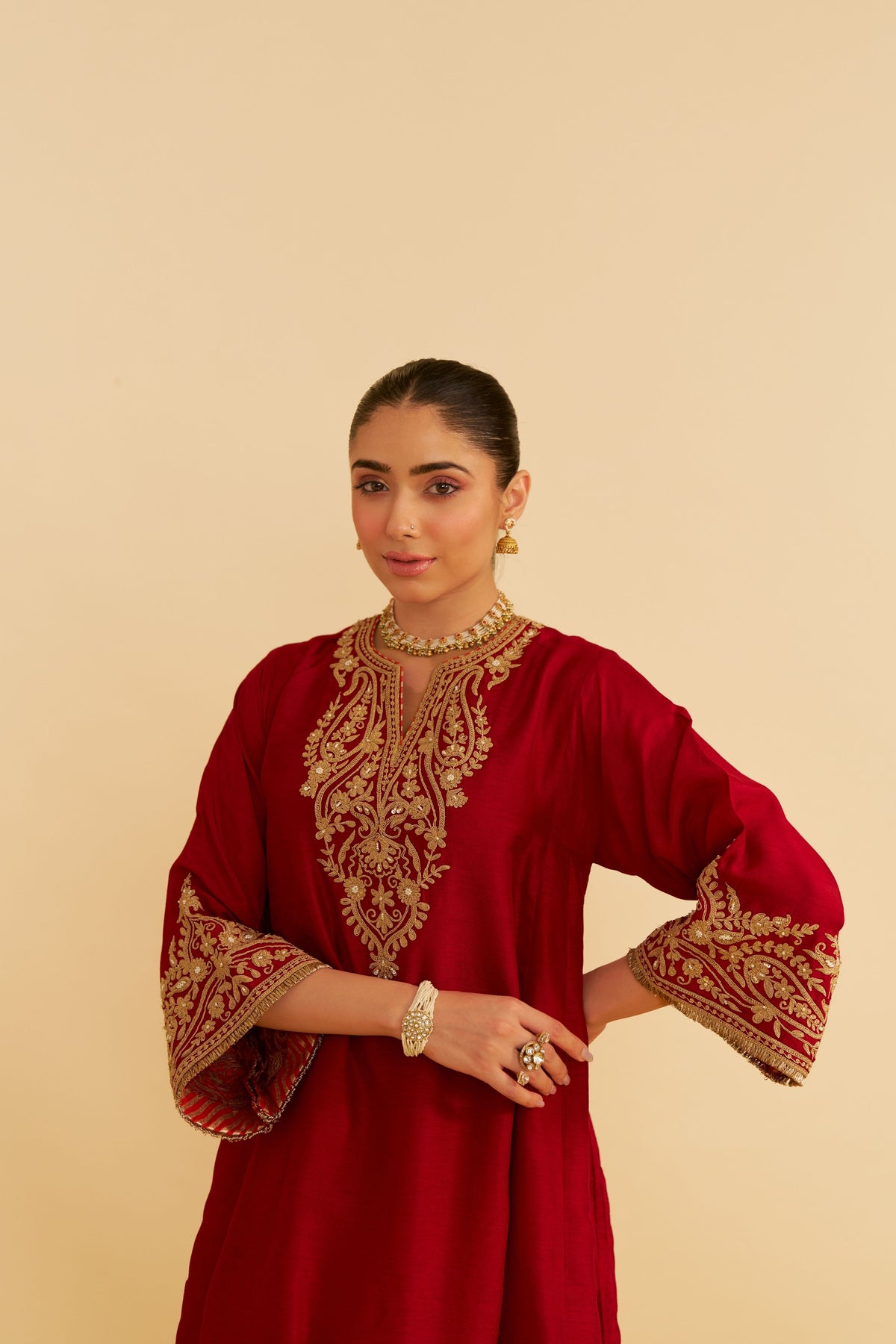 Marwa Red Chauga With Salwar