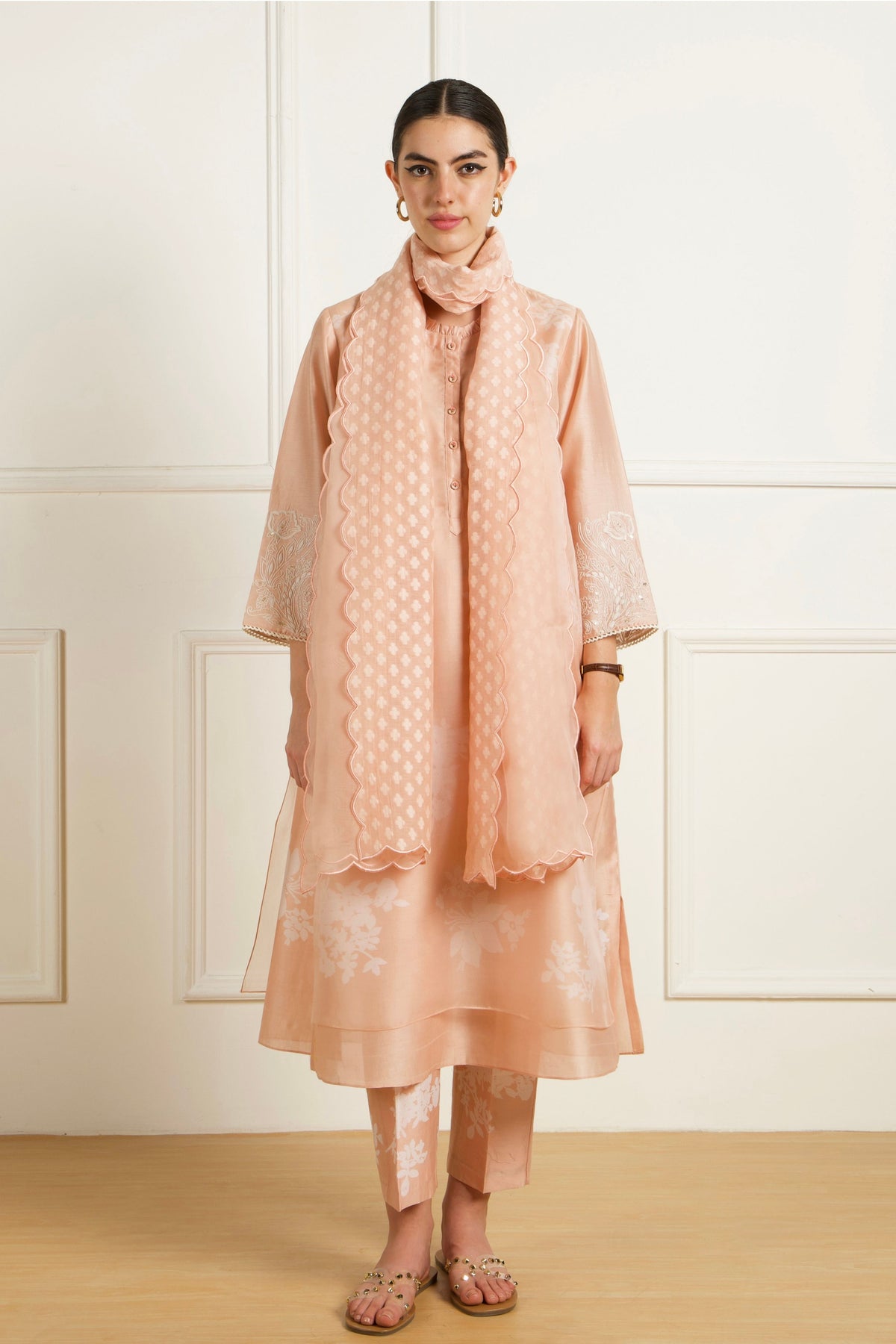 Old Rose Double Layer Kurta Set