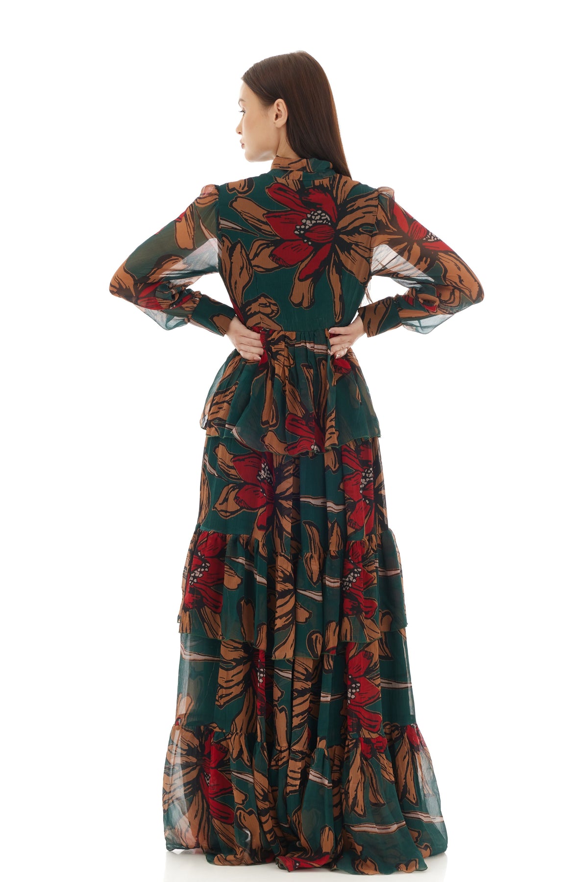Green and Orange Long Dress