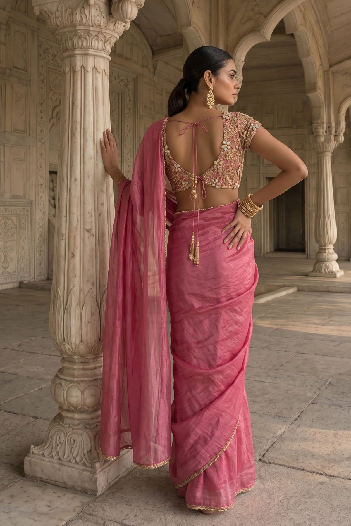 Rani Kalash  Draped Saree Set