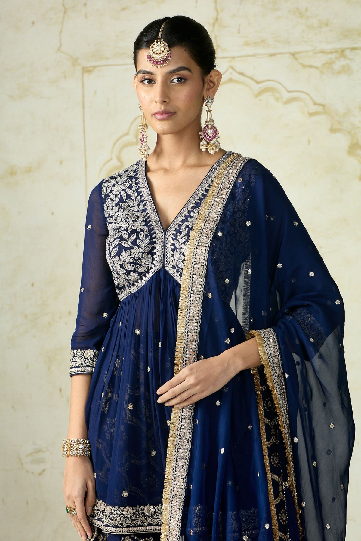 Navy Rida Sharara Set