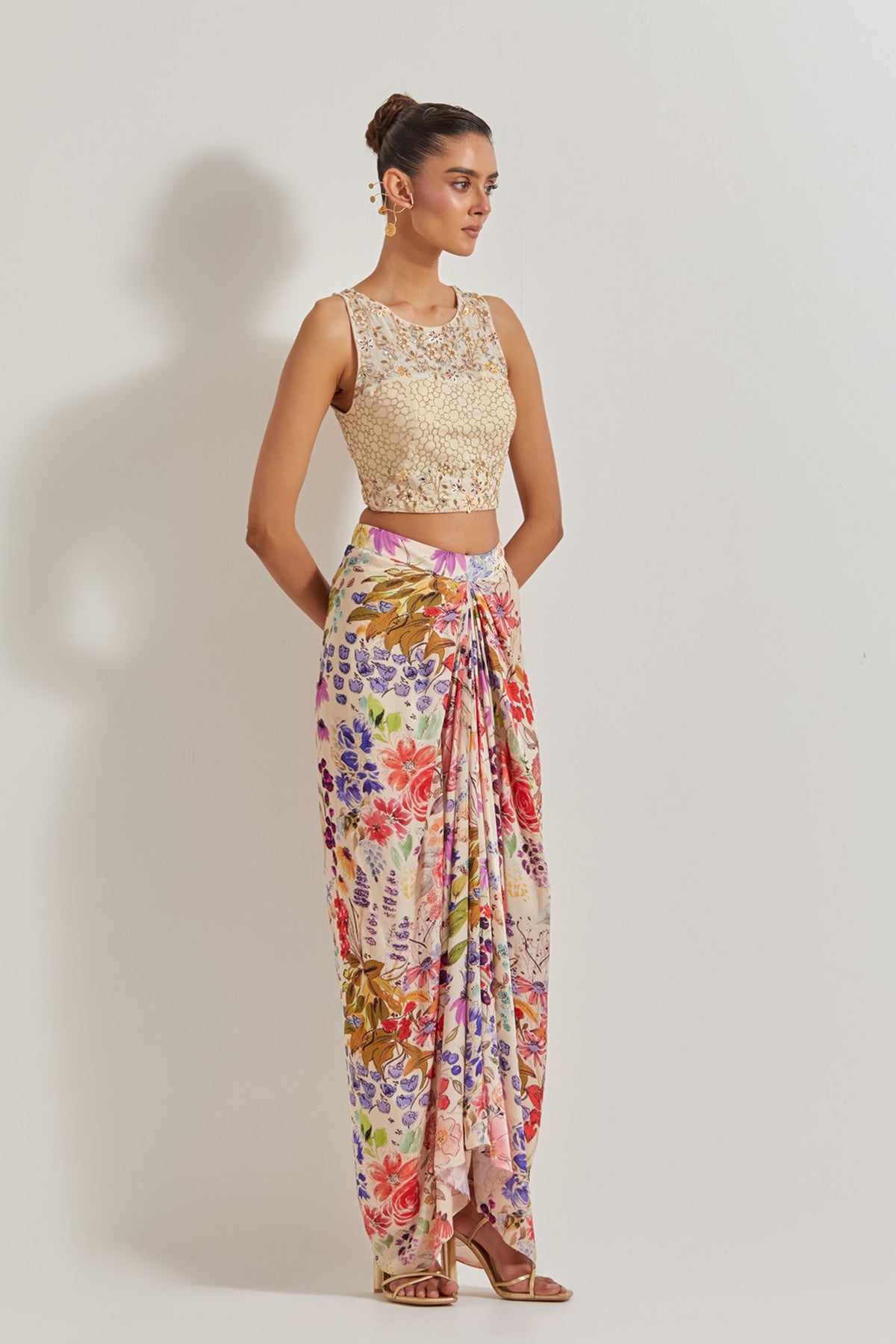 Satin Cowl Skirt Set