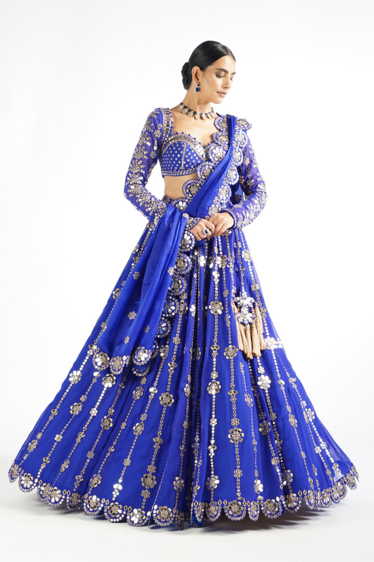 Big Flower Linear Lehenga Set