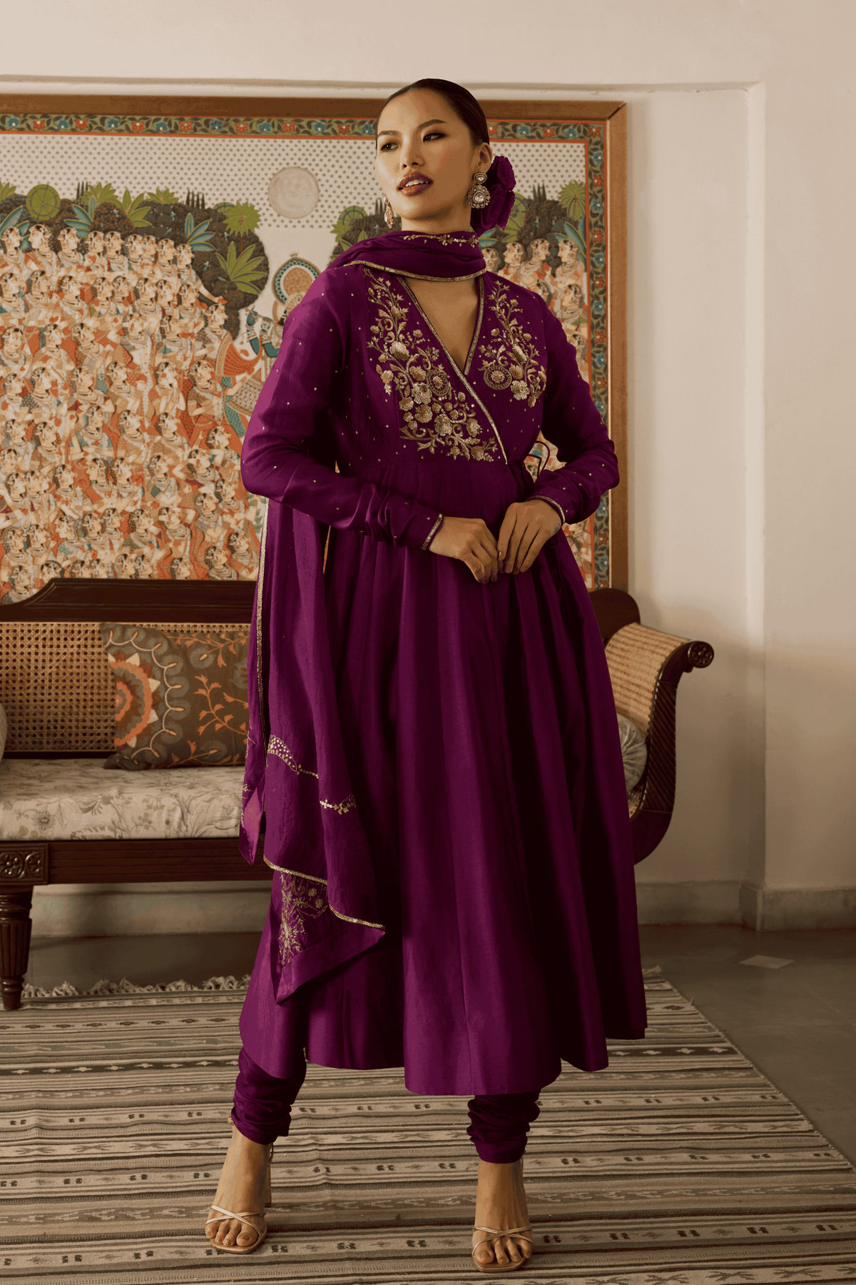 Purple Anarkali Set