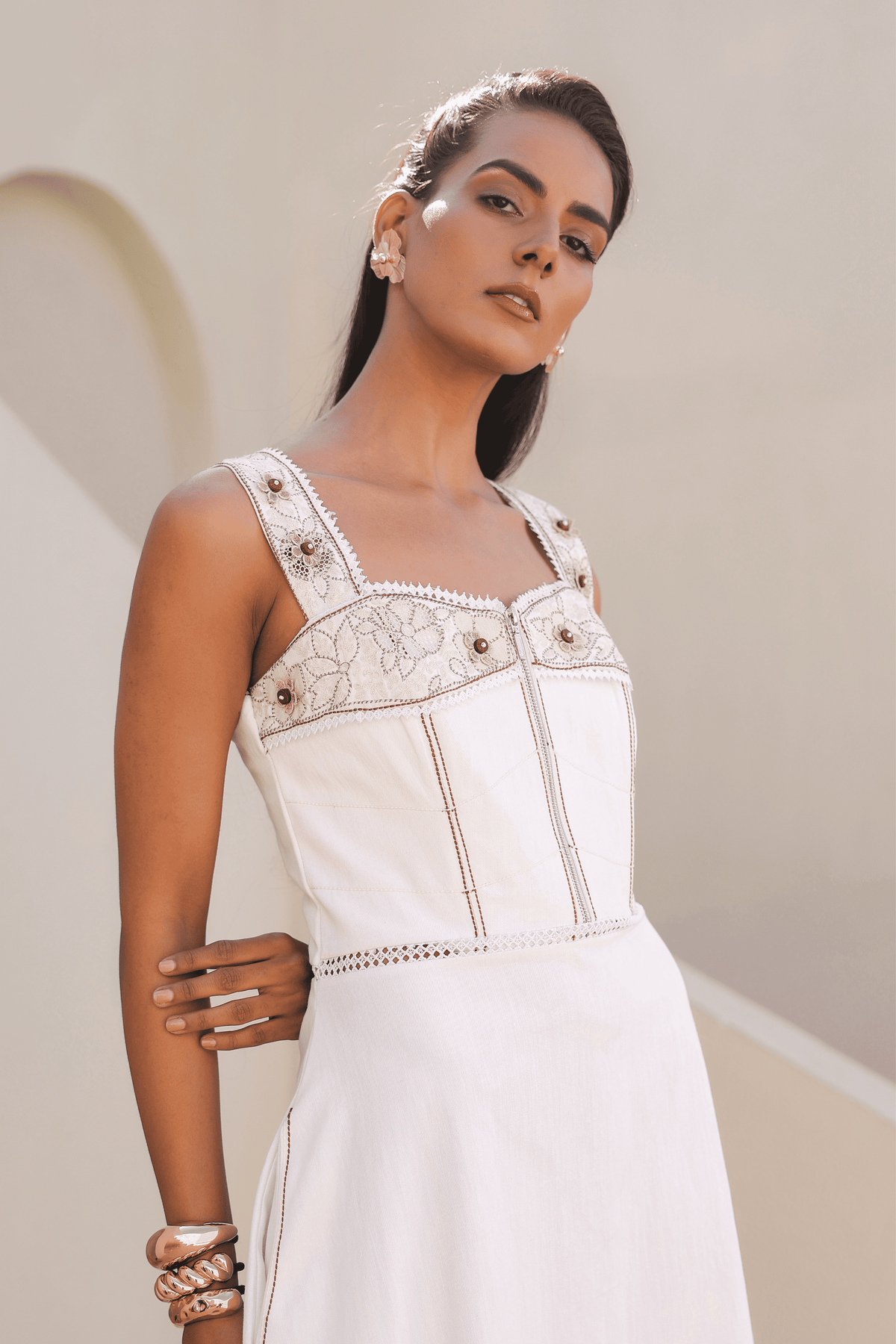 Azure Corset Dress in White