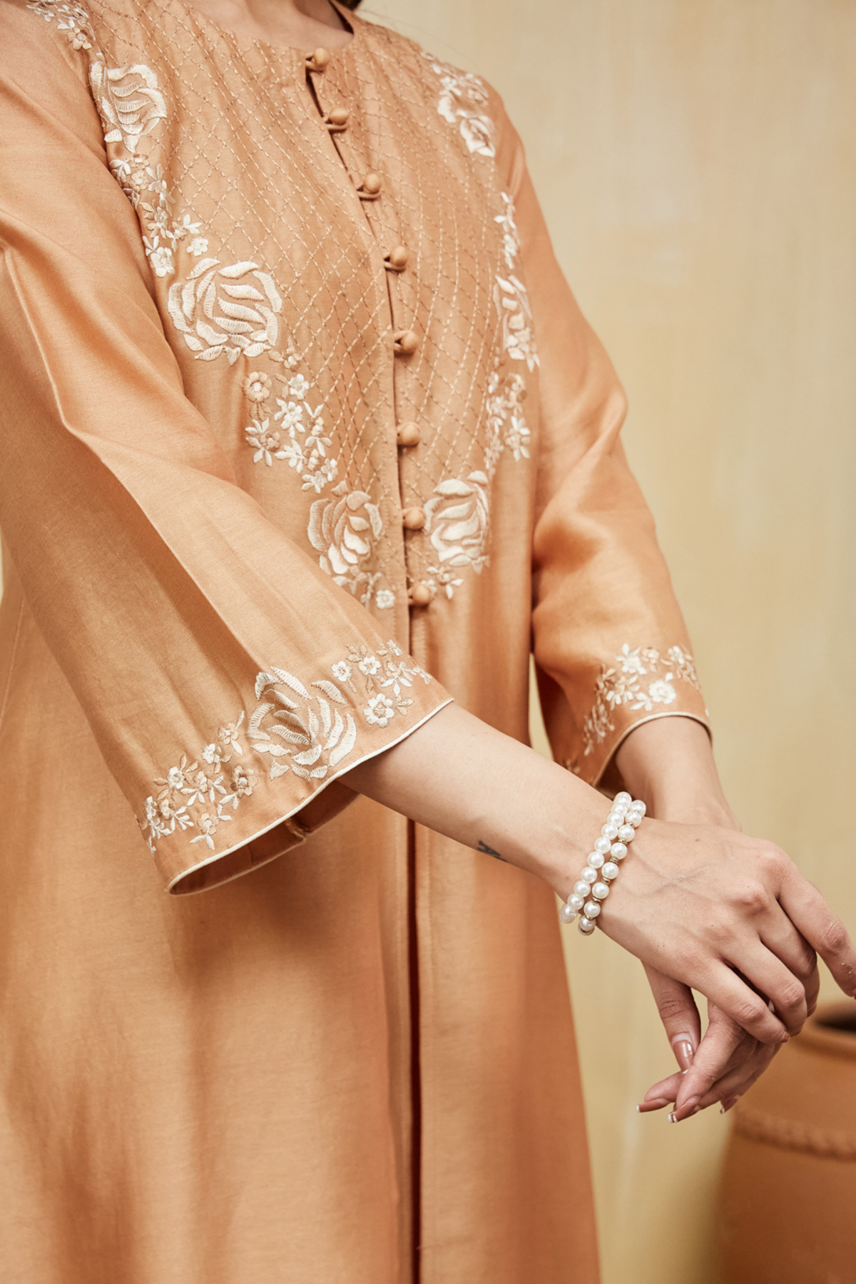 Peach Amina Jacket Kurta Set