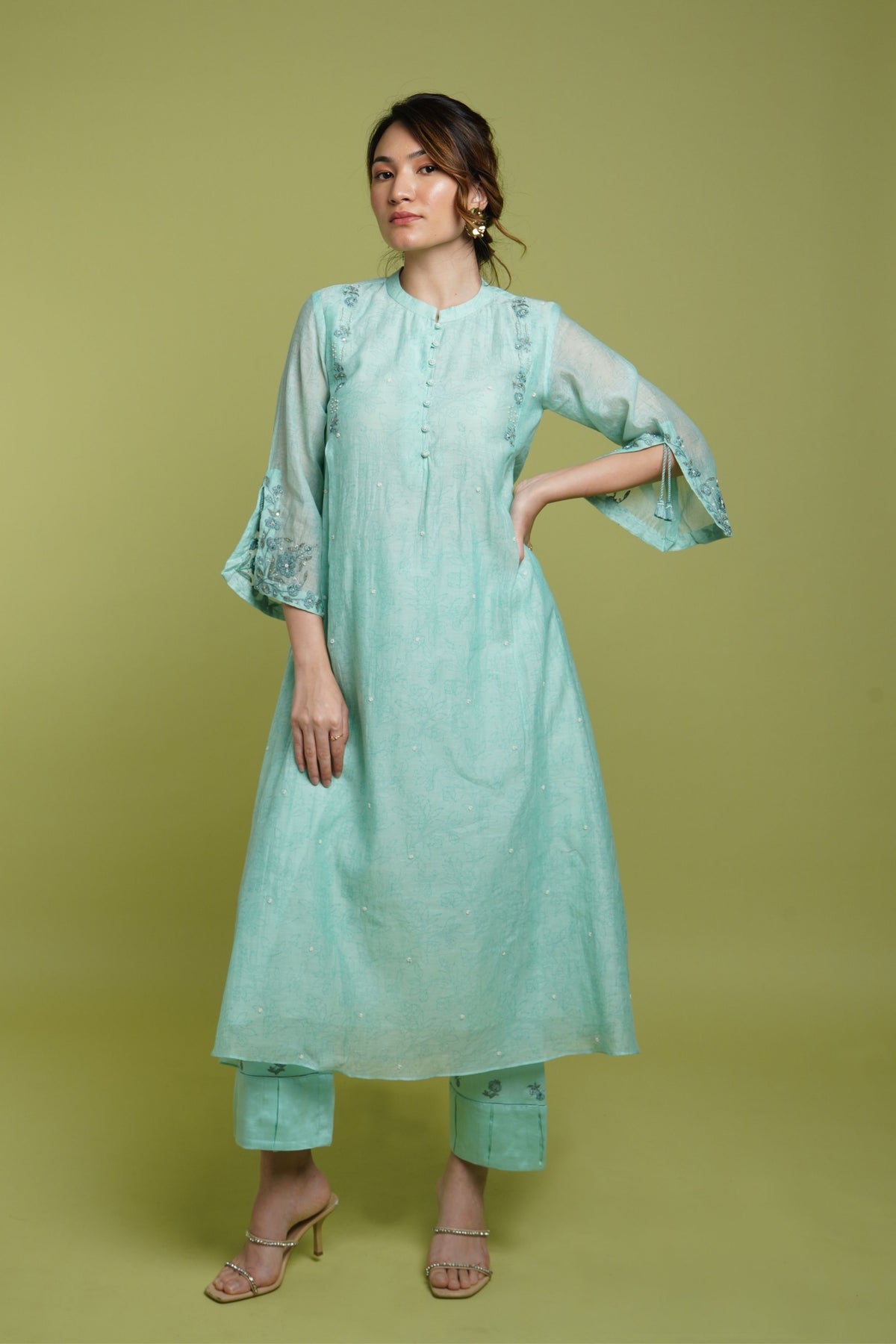 Firozi Block Printed Kurta Set