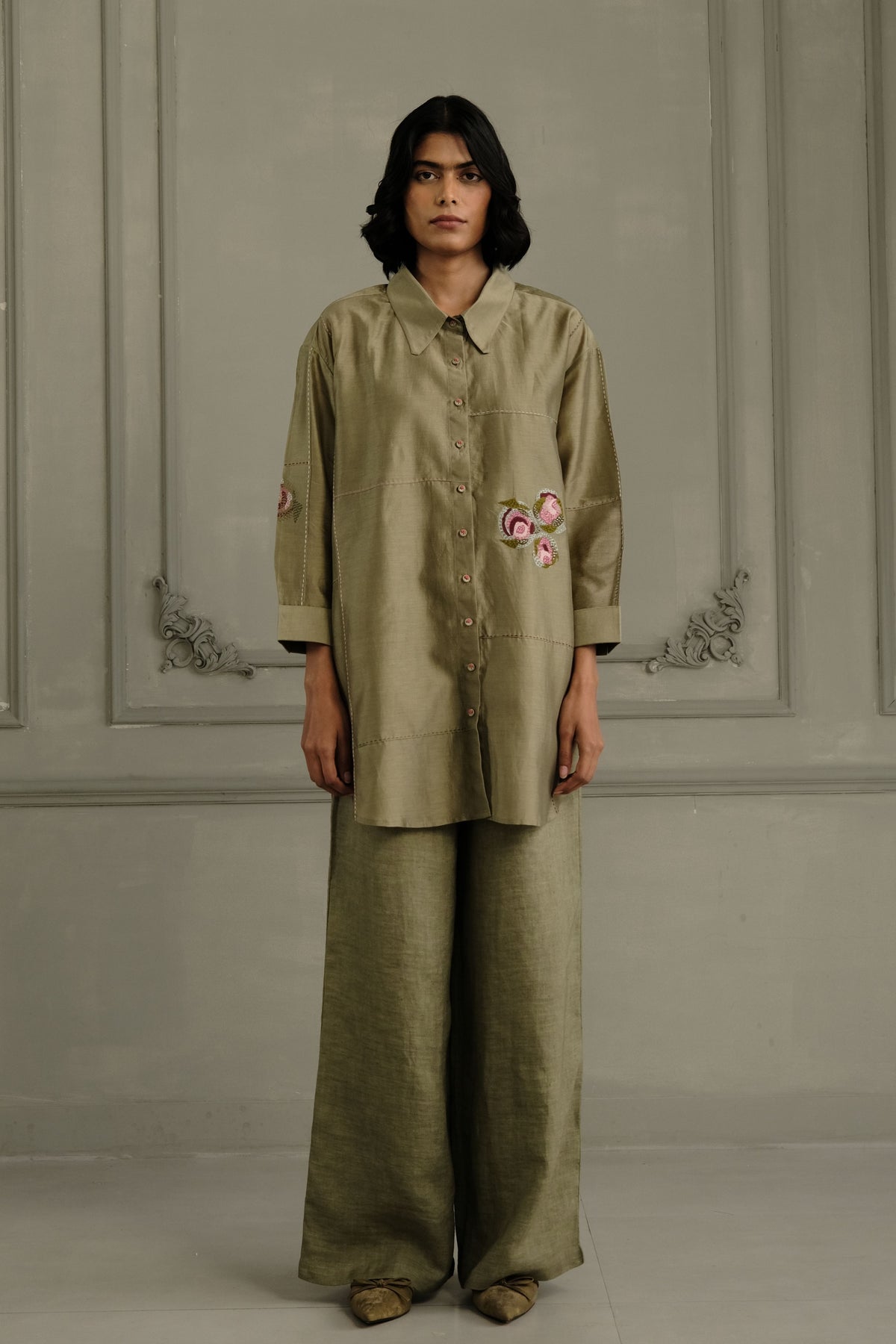 Sage Green Silk Co-ord Set