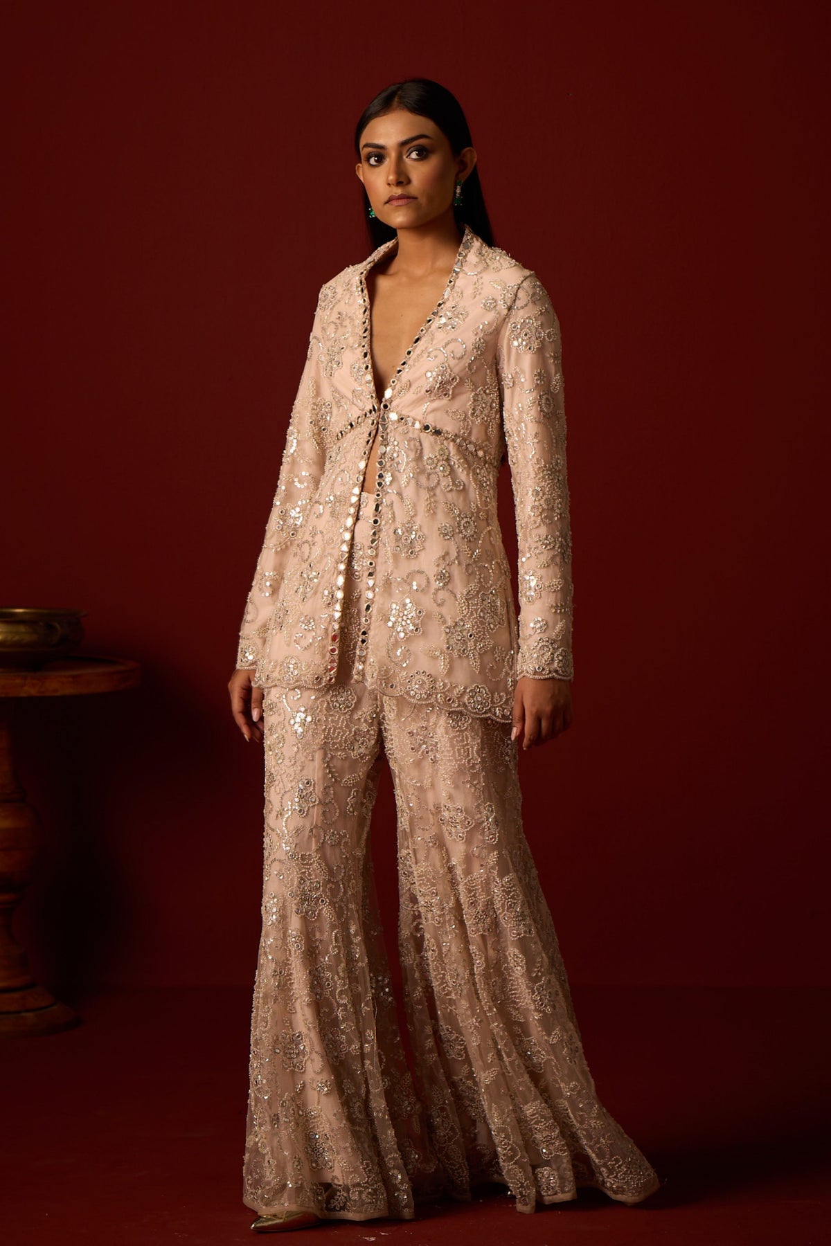 Embroidered Peplum Blazer