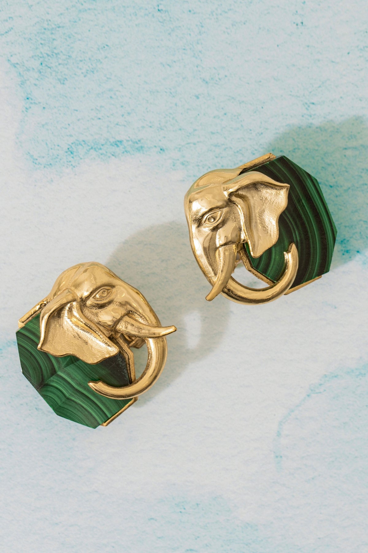 Ele Malachite Studs Gold