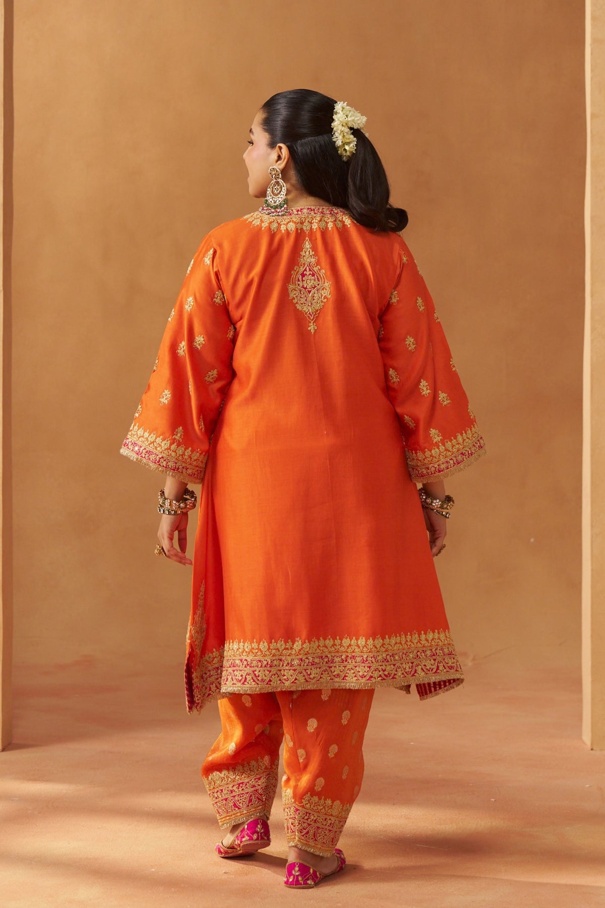 Zeenal Burnt Orange A-Line Kurta Set