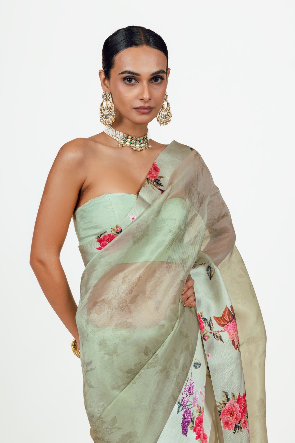 Nila Mist Green Organza Saree