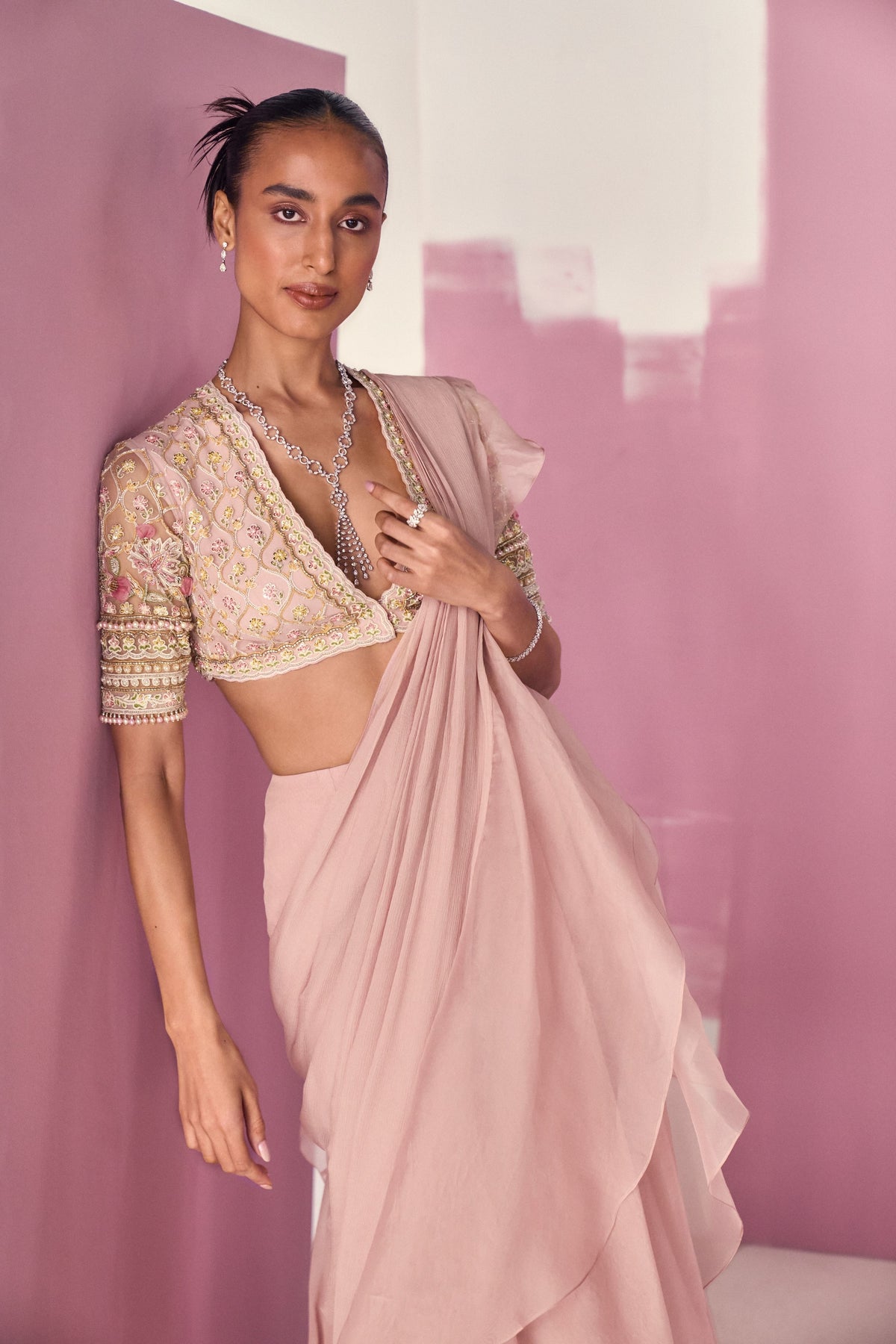 Eera Dusky Pink Saree Set