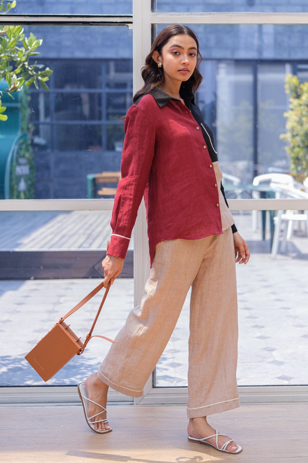 Maroon  Panel Co-ord Set