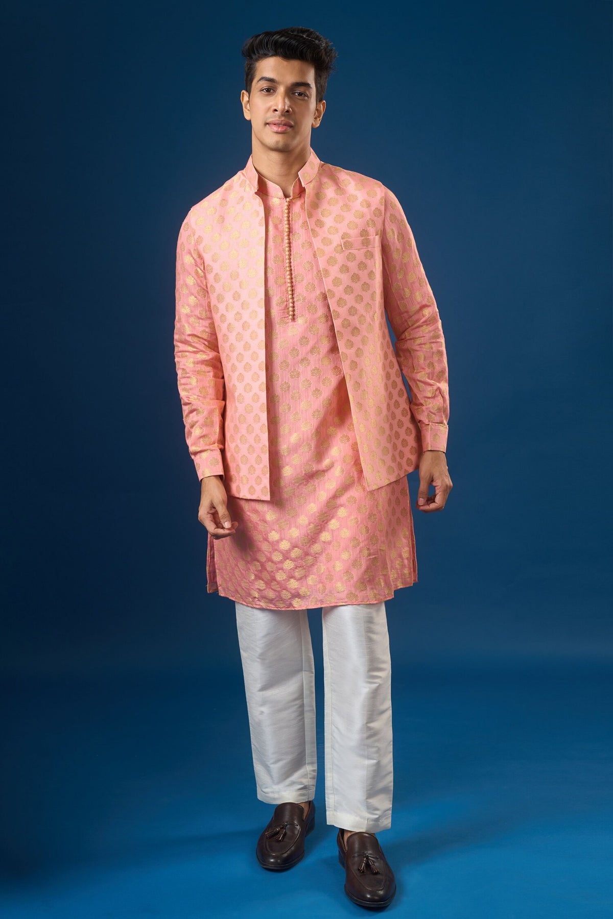 Mauve Brocade Kurta-bundi Set