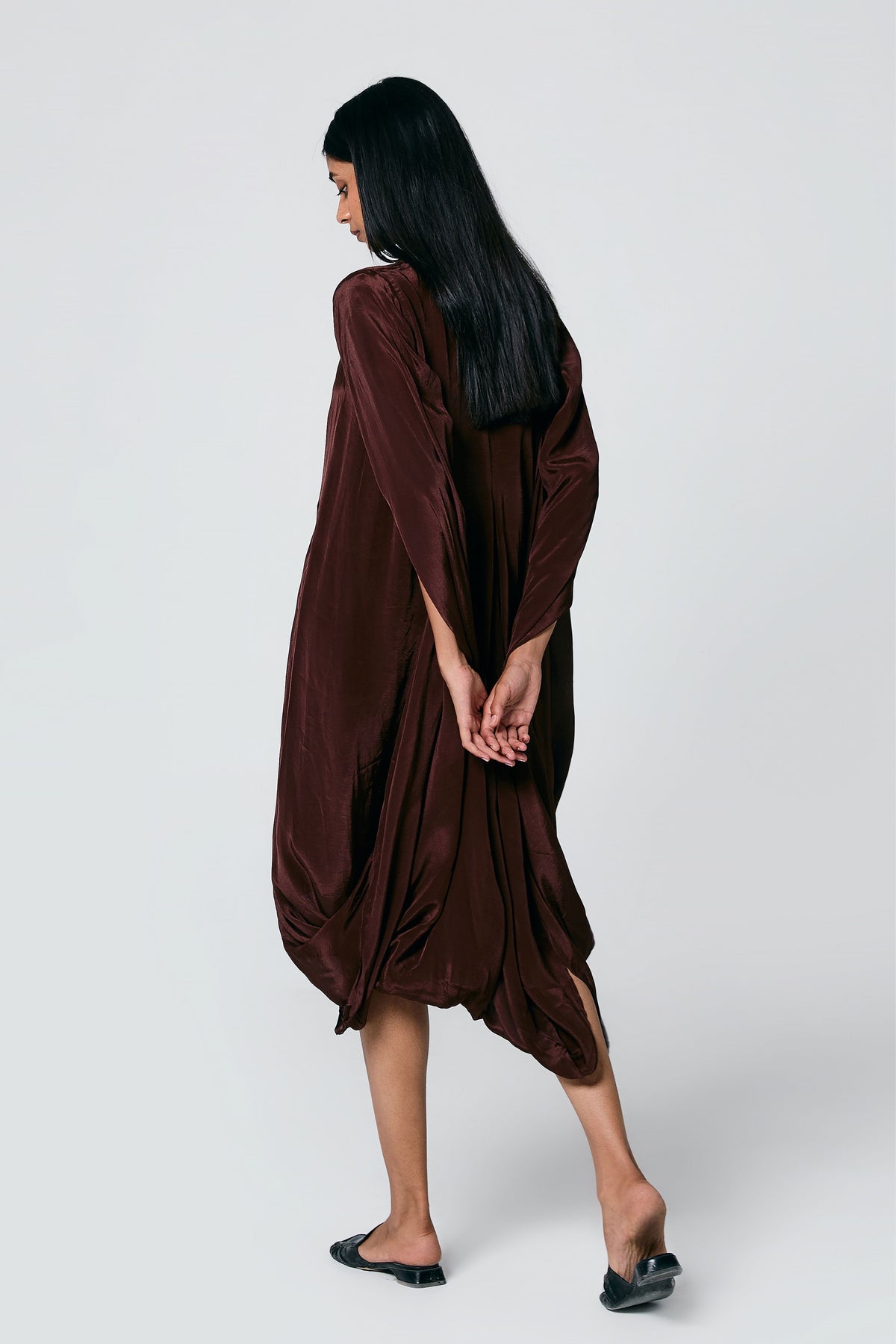 Brown Cowl Dress