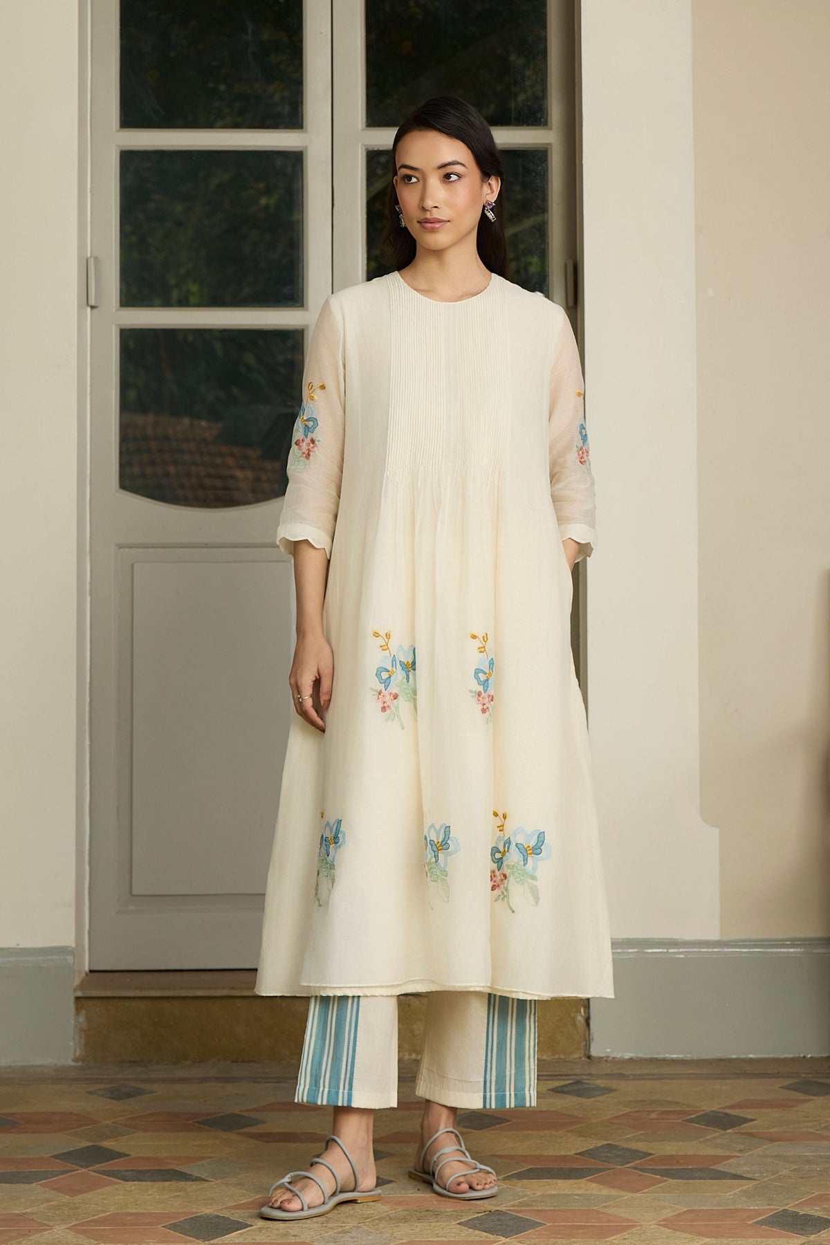 Ivory Pintuck Kurta Set