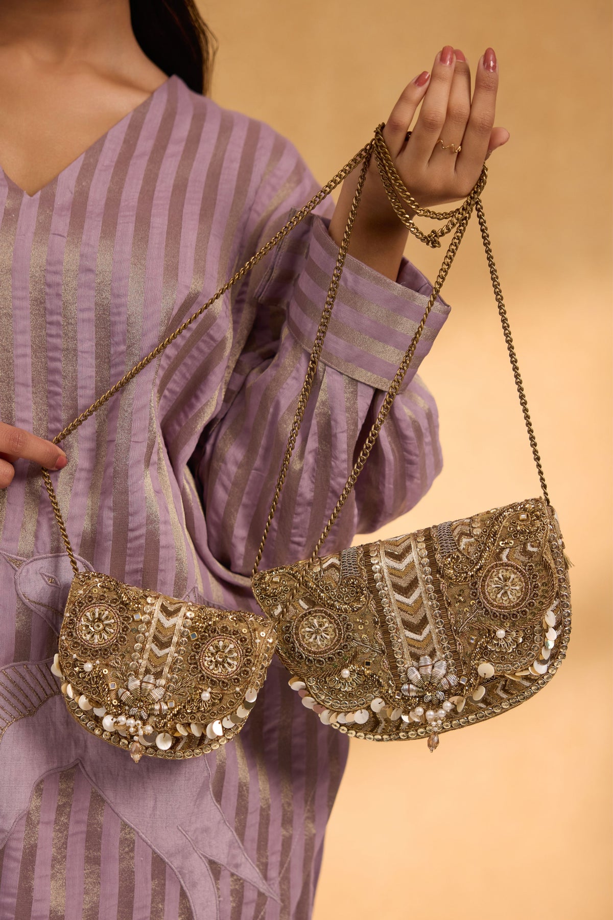 Rangrez Flapover Vintage Gold Clutch