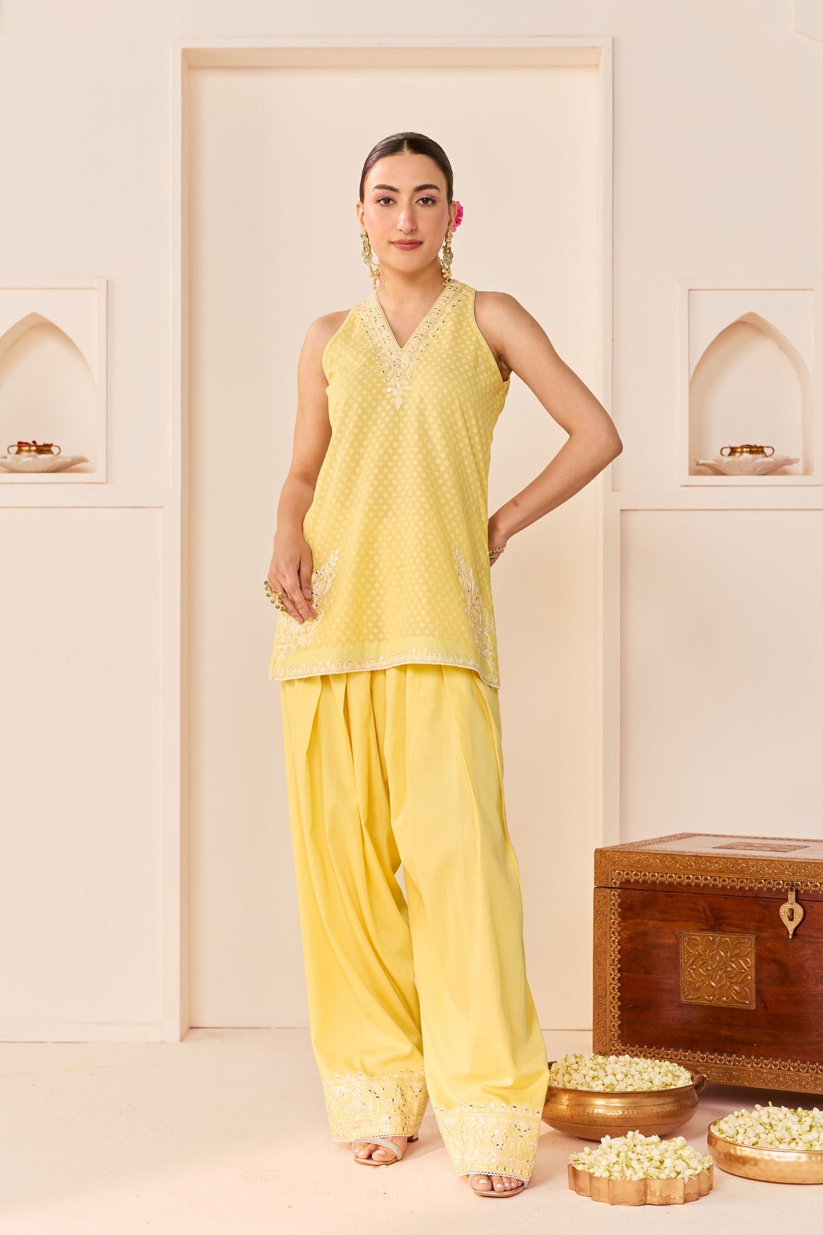Miral Lemon Yellow Short Kurta Set