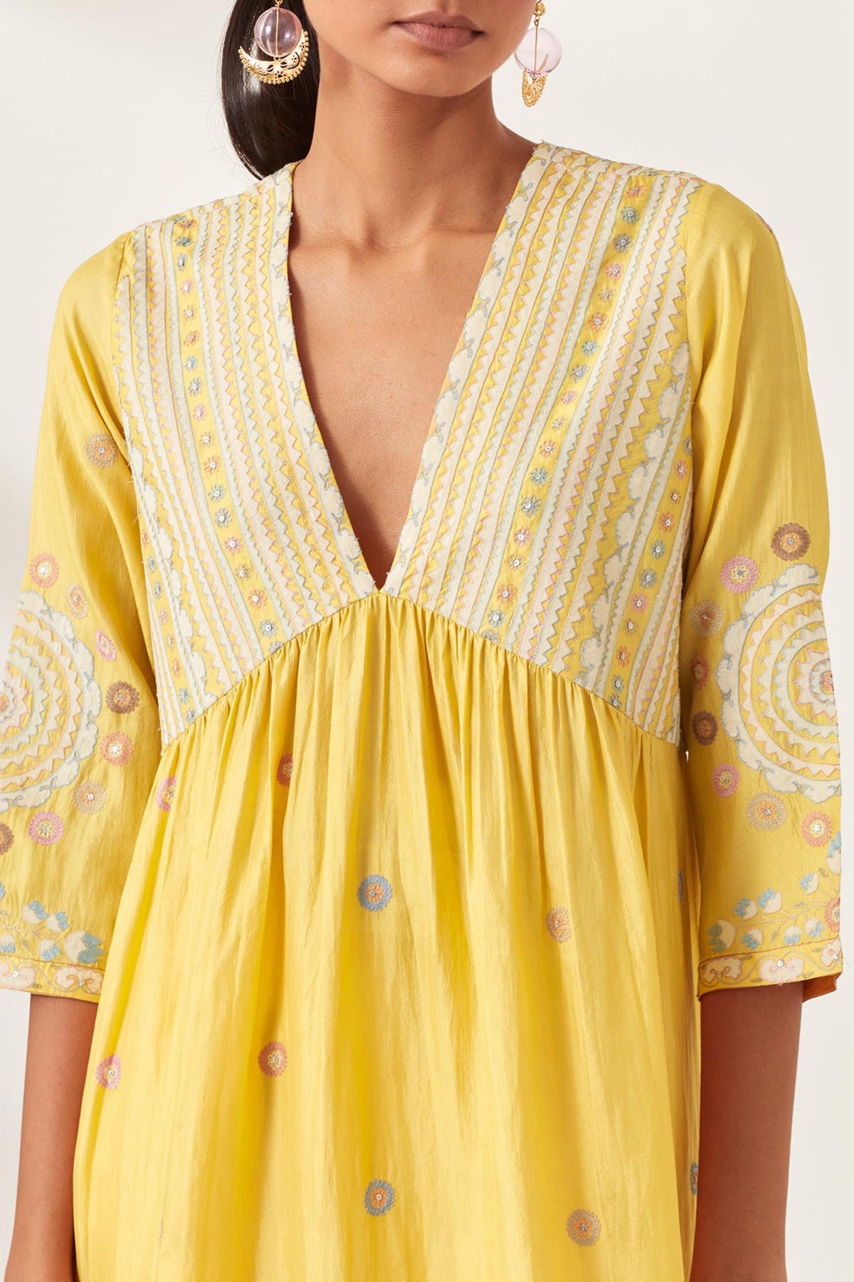 Yellow Silk Kurta Dress Set