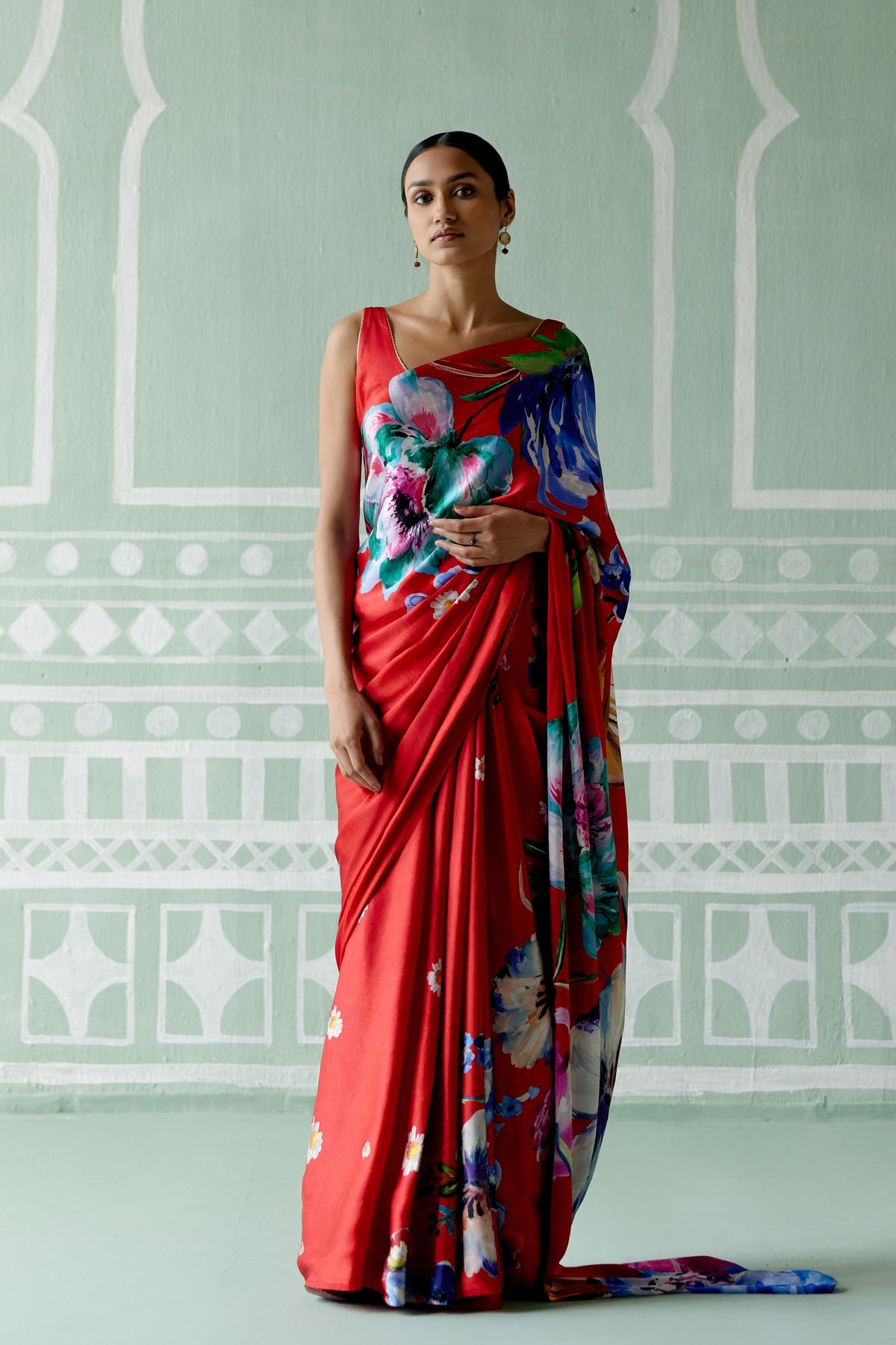 Ruby Floral Saree