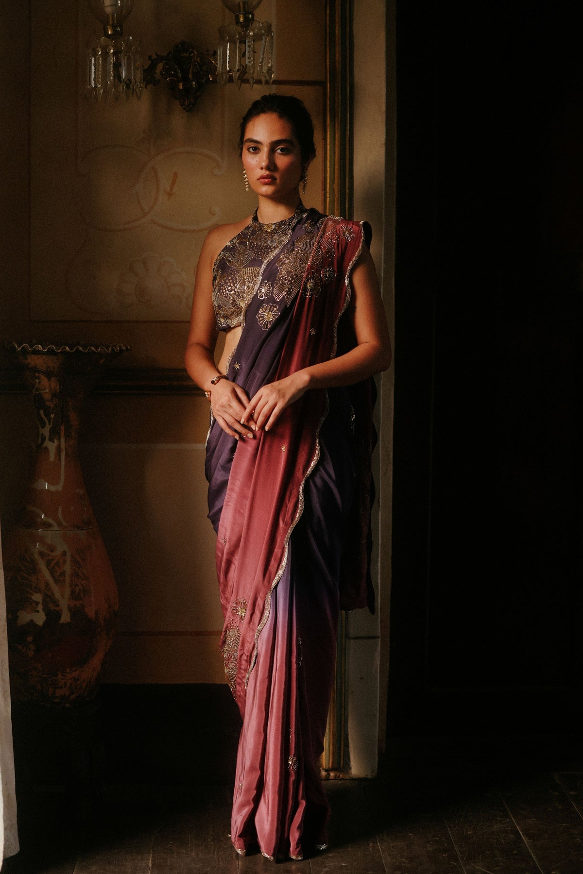 Mulberry Wine Ombre Saree