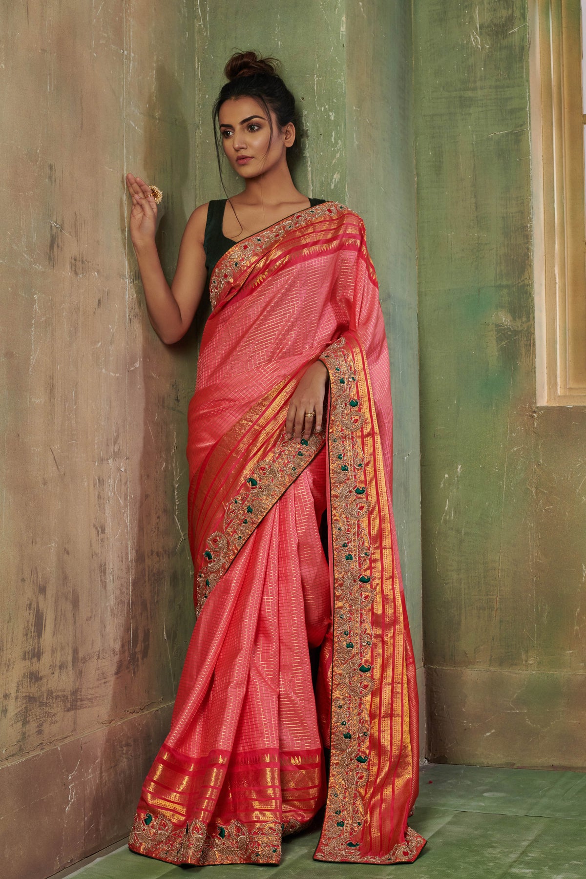 Traditional Pink Kanchipuram Saree