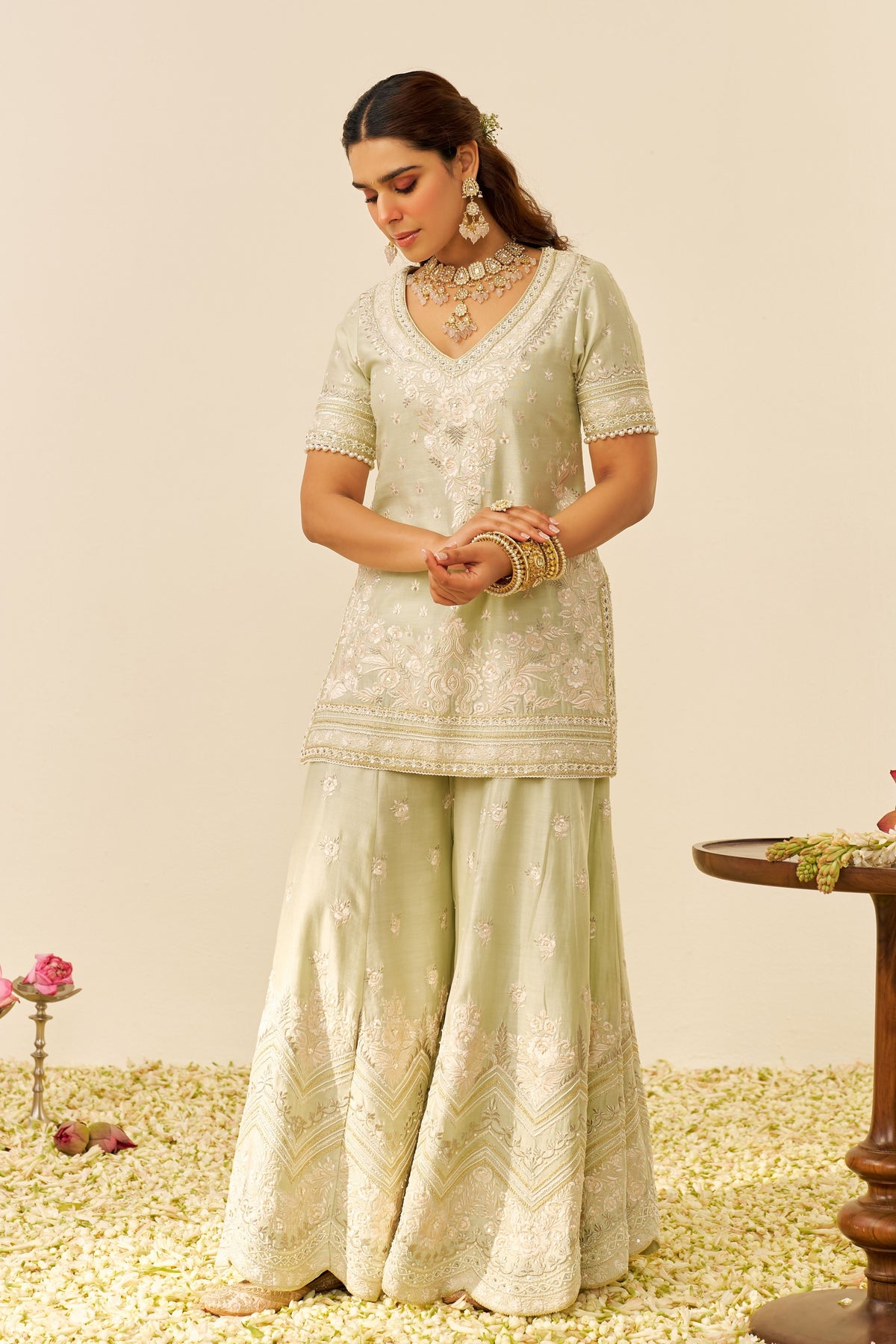 Sameeha Mint Green Sharara Set