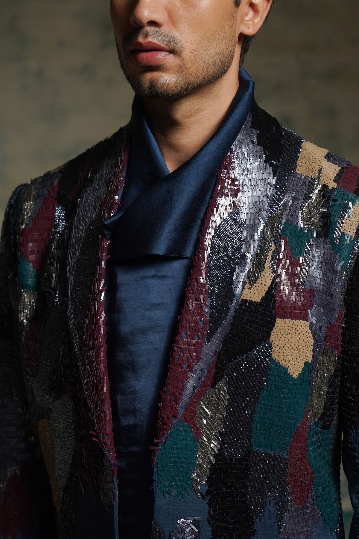 Multicolored Sequined Jacket Set
