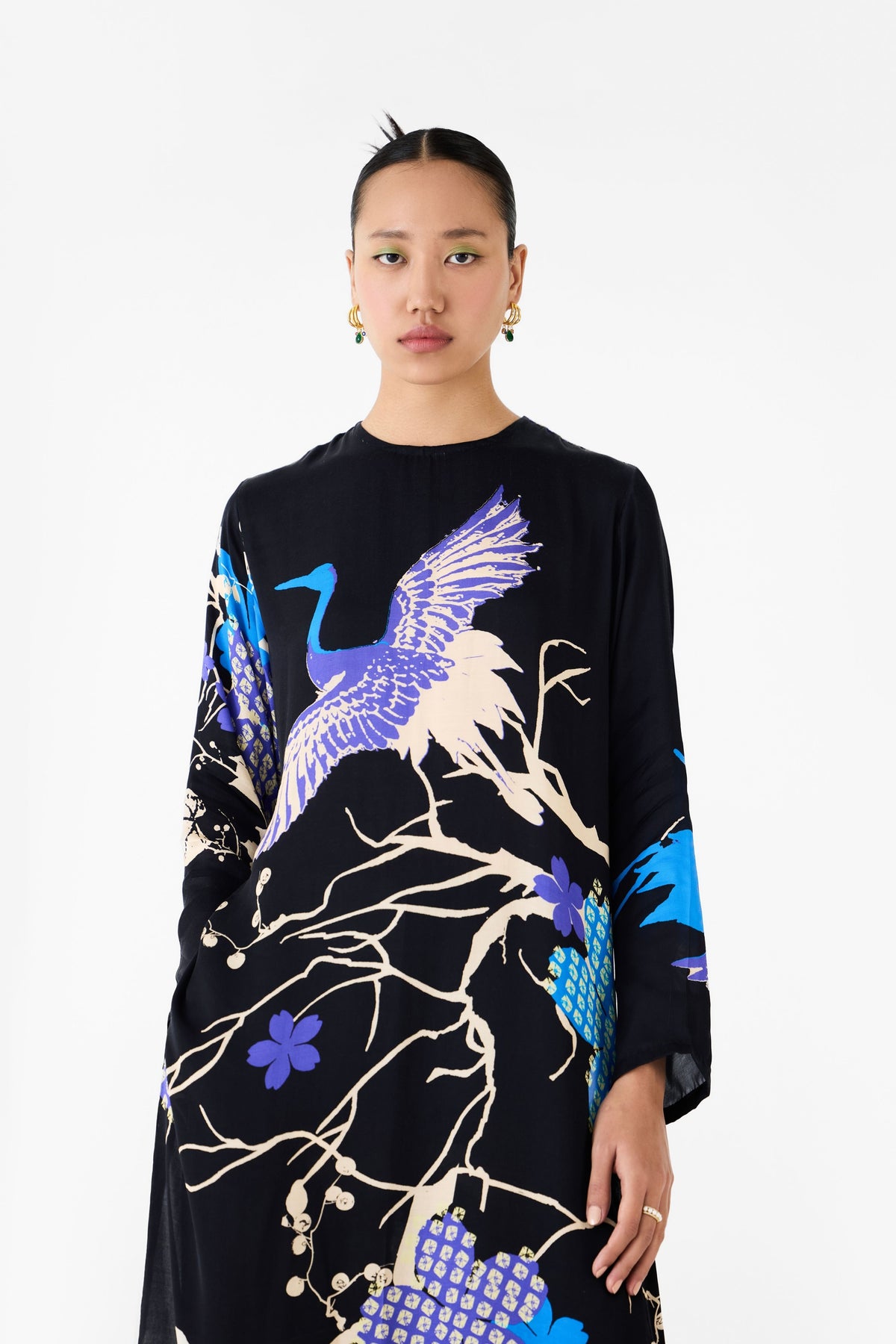 Black Crane Tunic Set