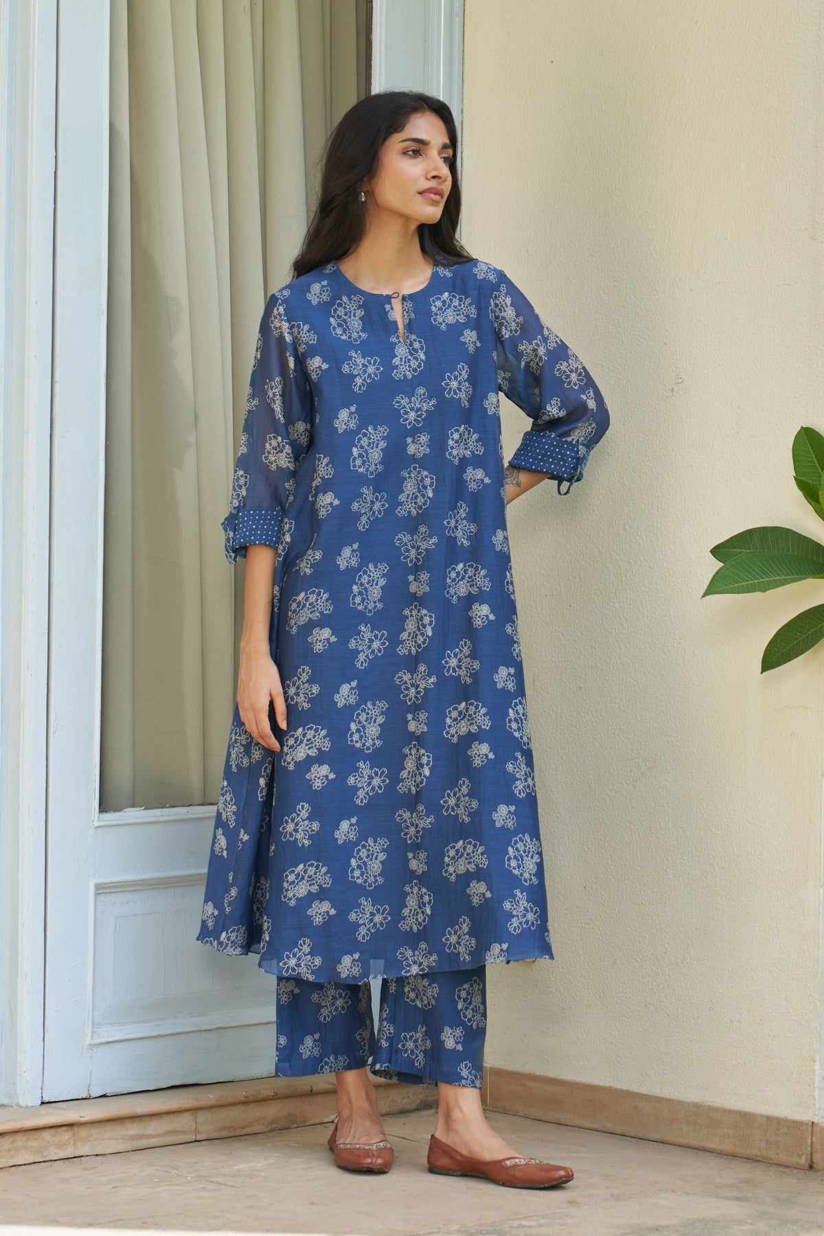 Blue Floral Kurta Set