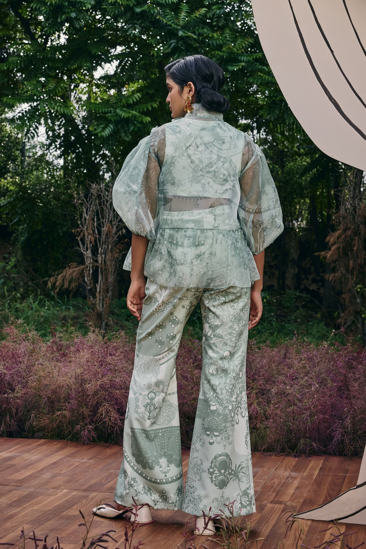 Treasure Tie-up Peplum Top and Flared Pants