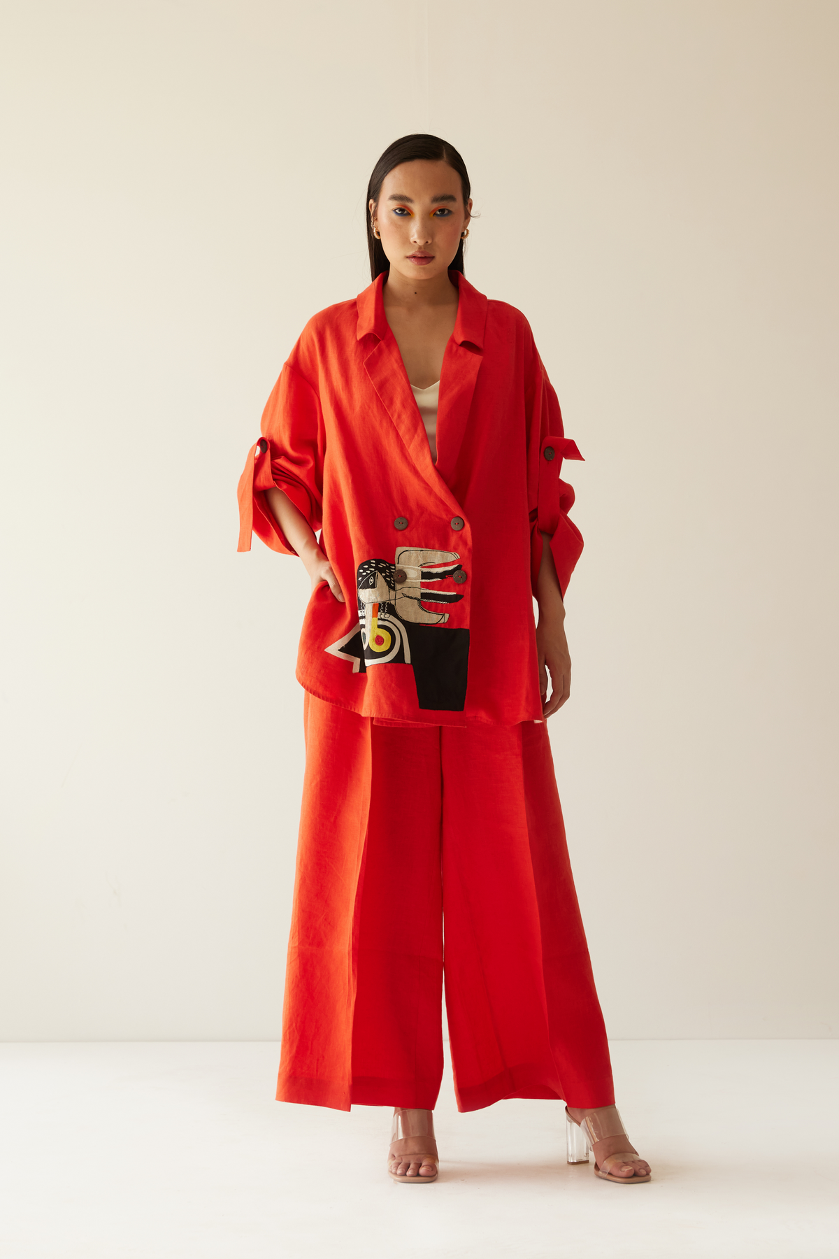 Orange Linen Oversized Co-ord Set